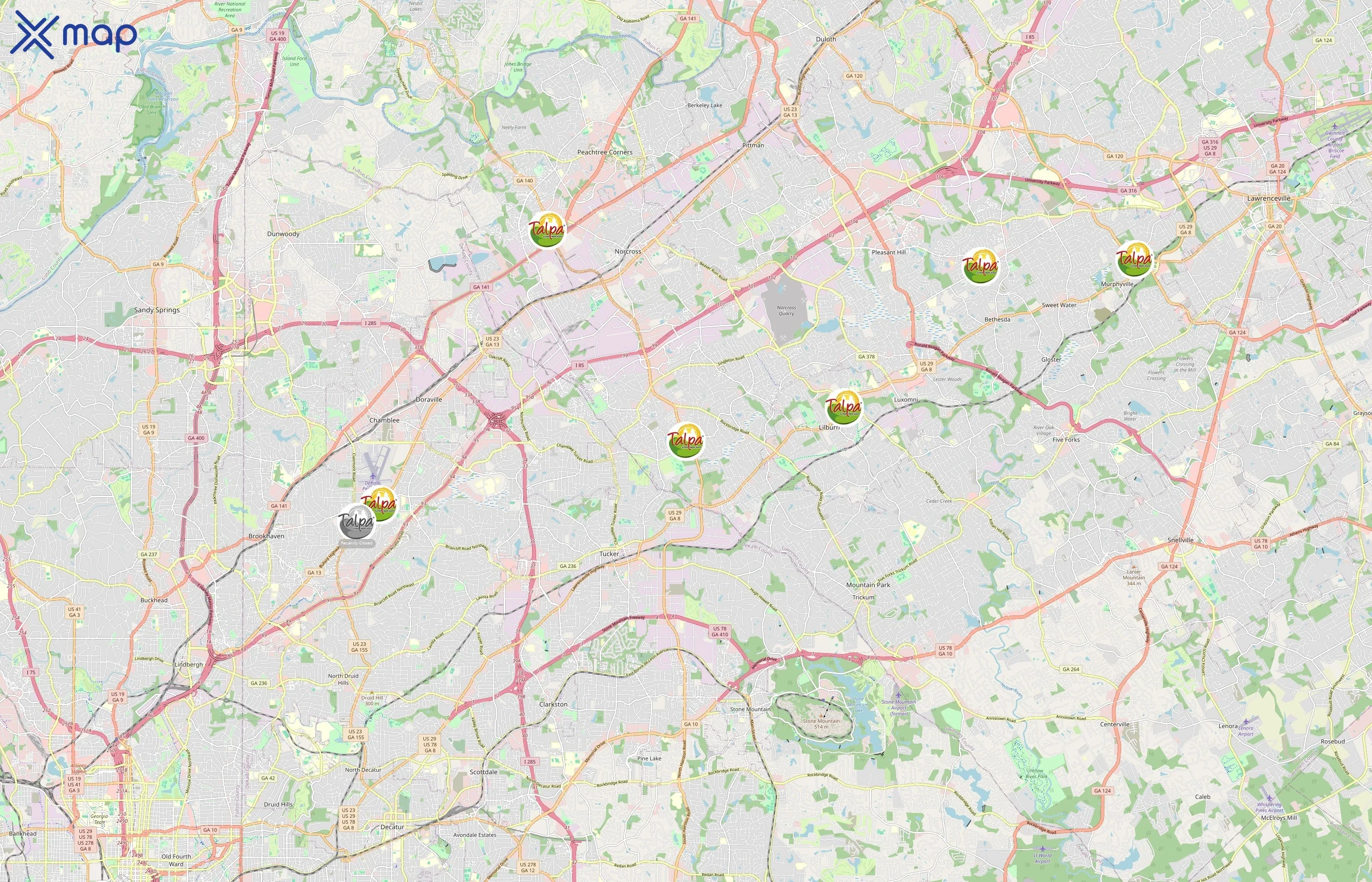 Supermercados Talpa area coverage