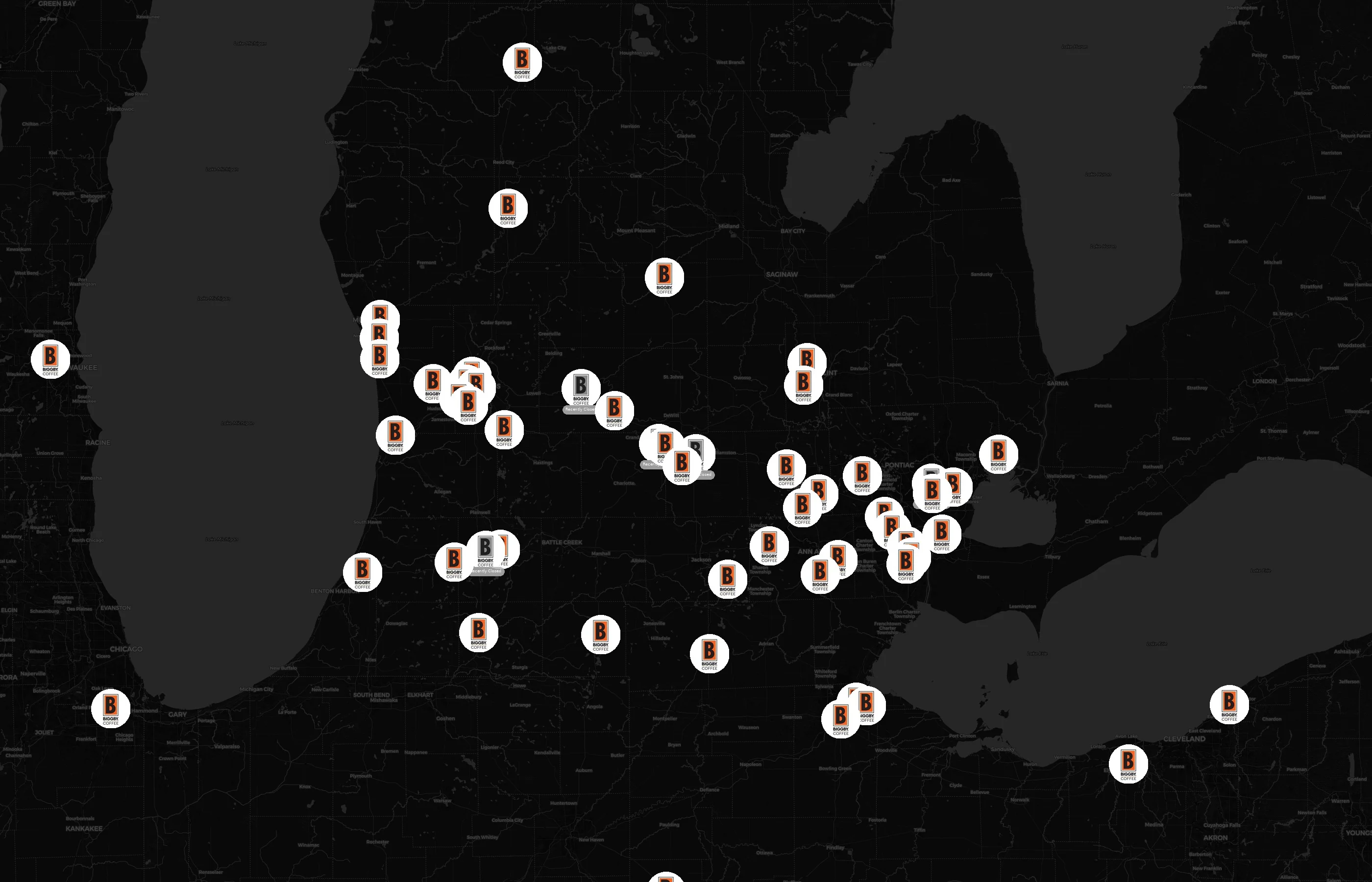 Biggby Coffee city distribution