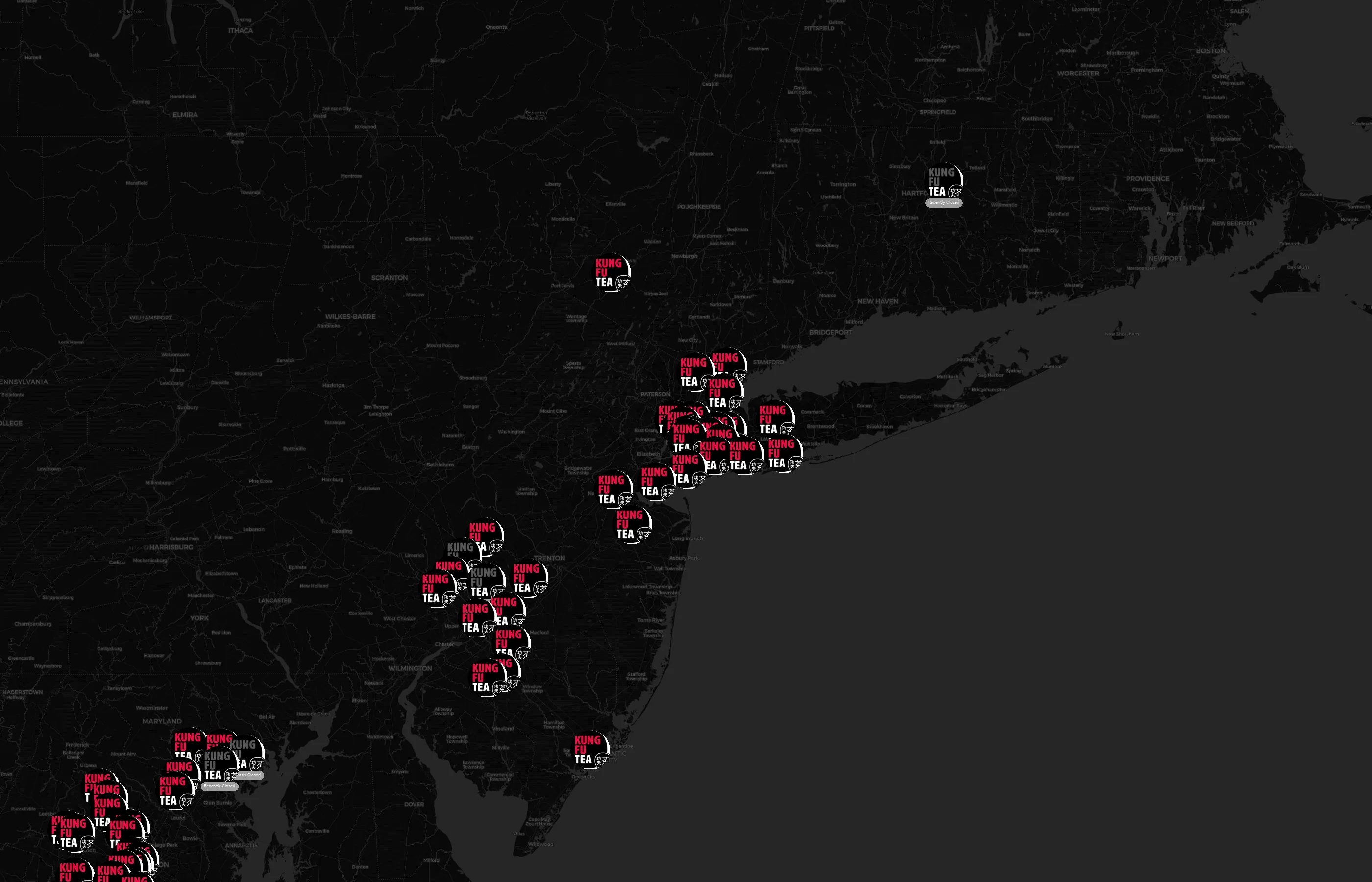 Kung Fu Tea city distribution