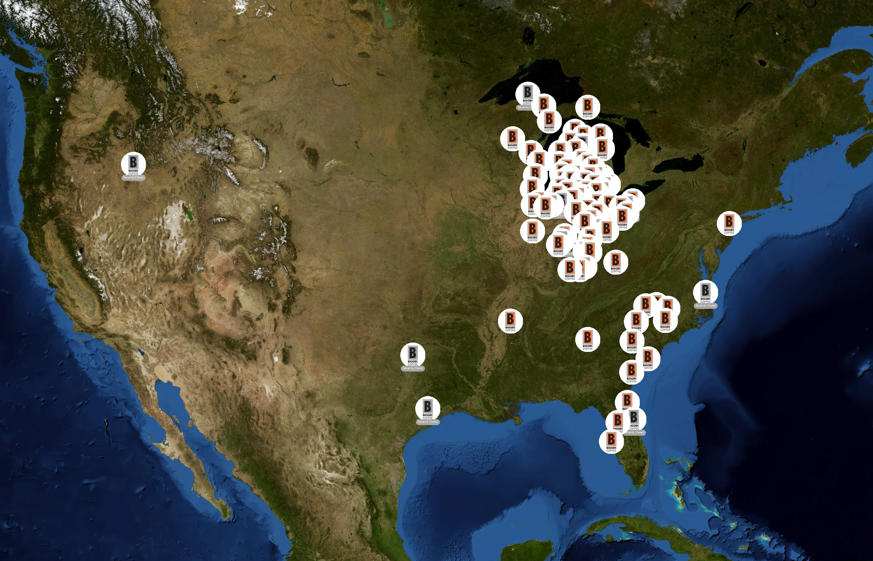 Biggby Coffee state distribution