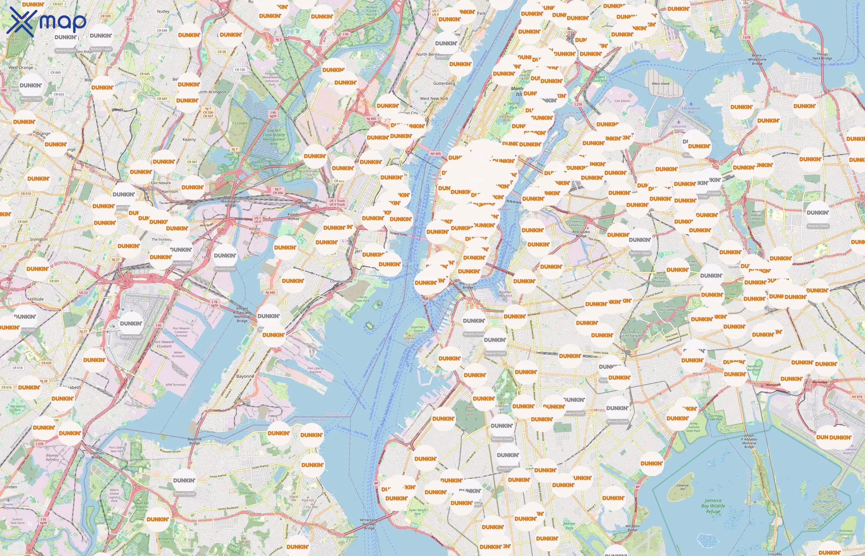 Dunkin' area coverage