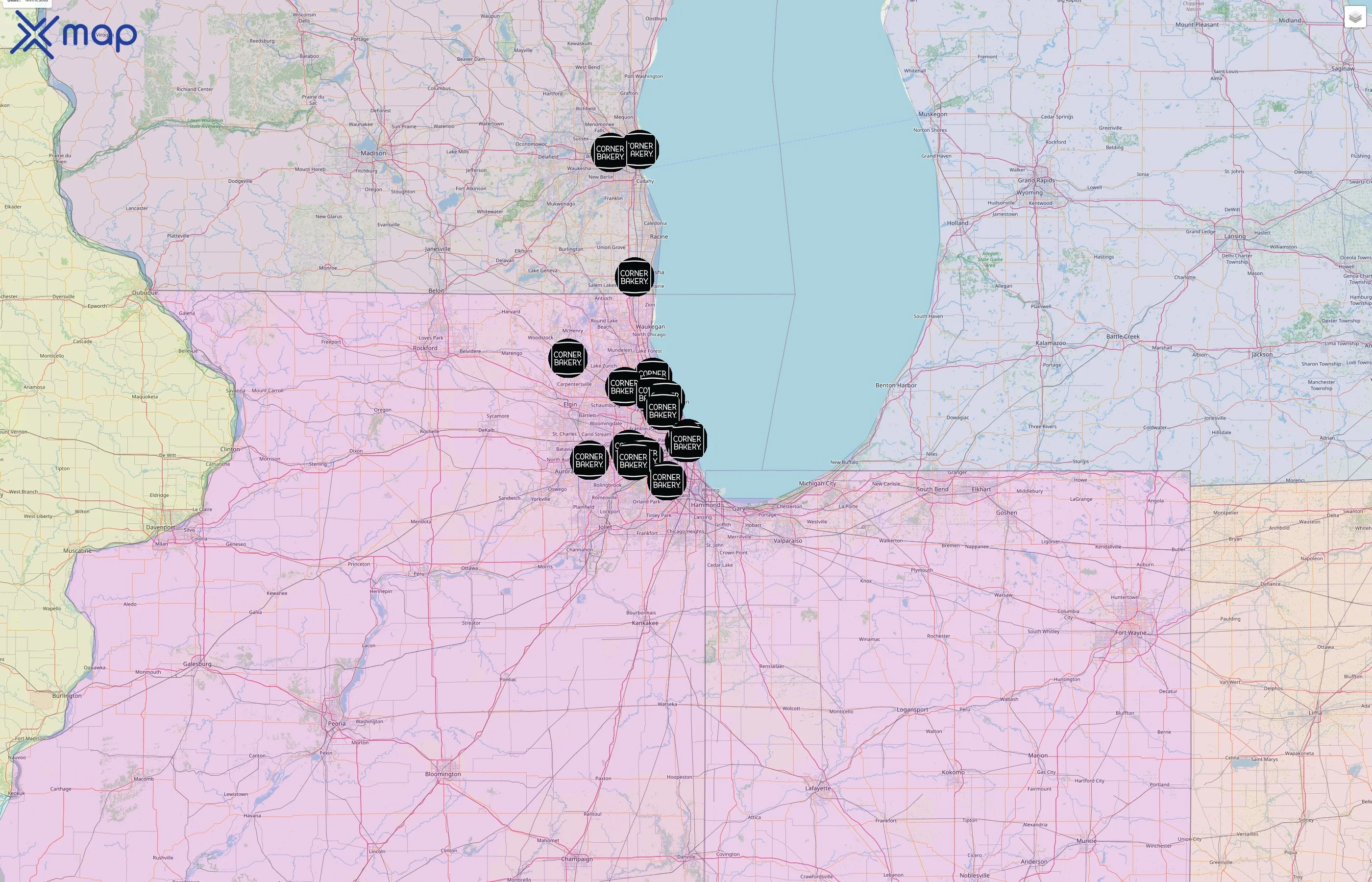 Corner Bakery Cafe street hotspots