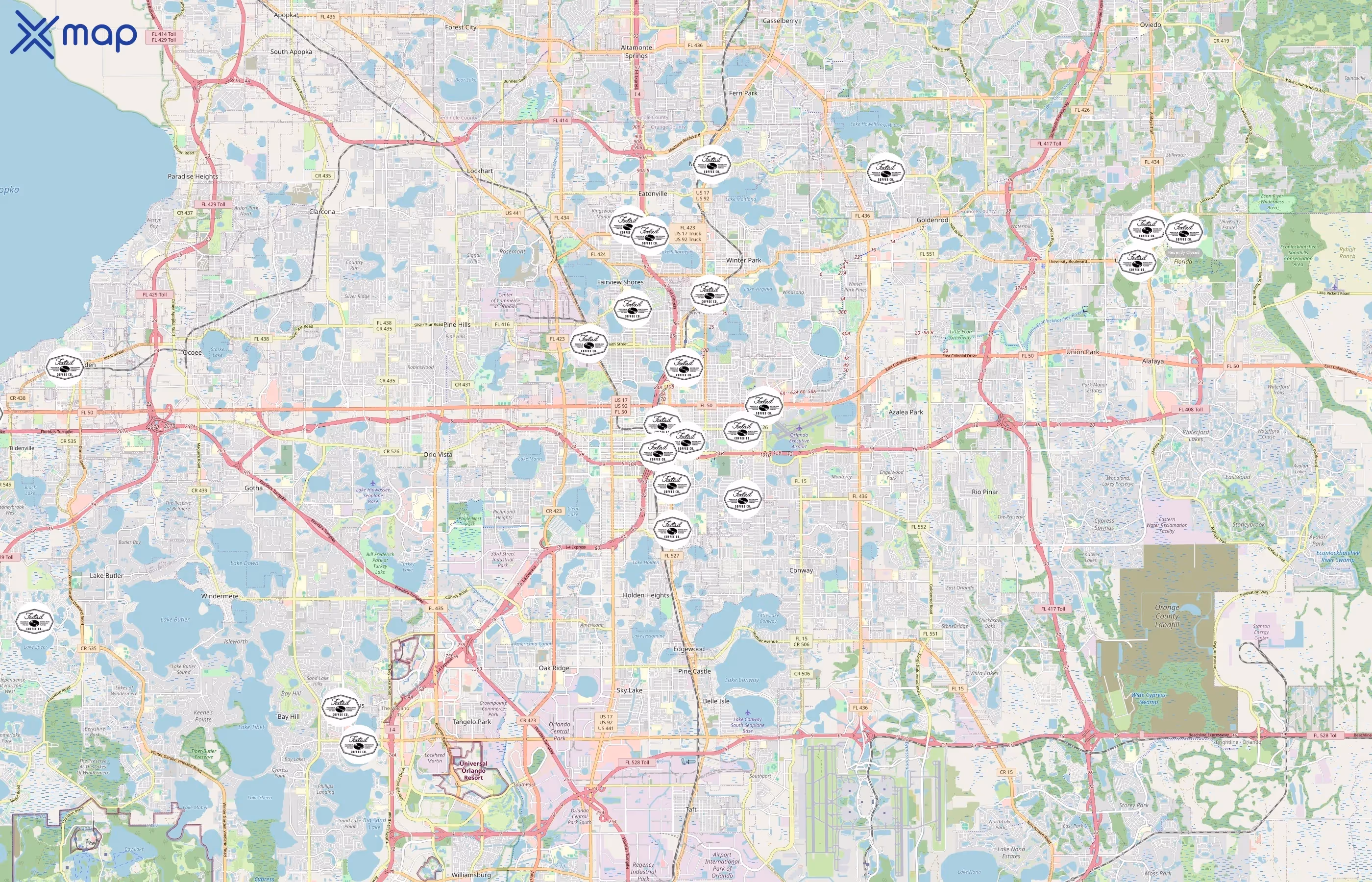 Foxtail Coffee Co. area coverage