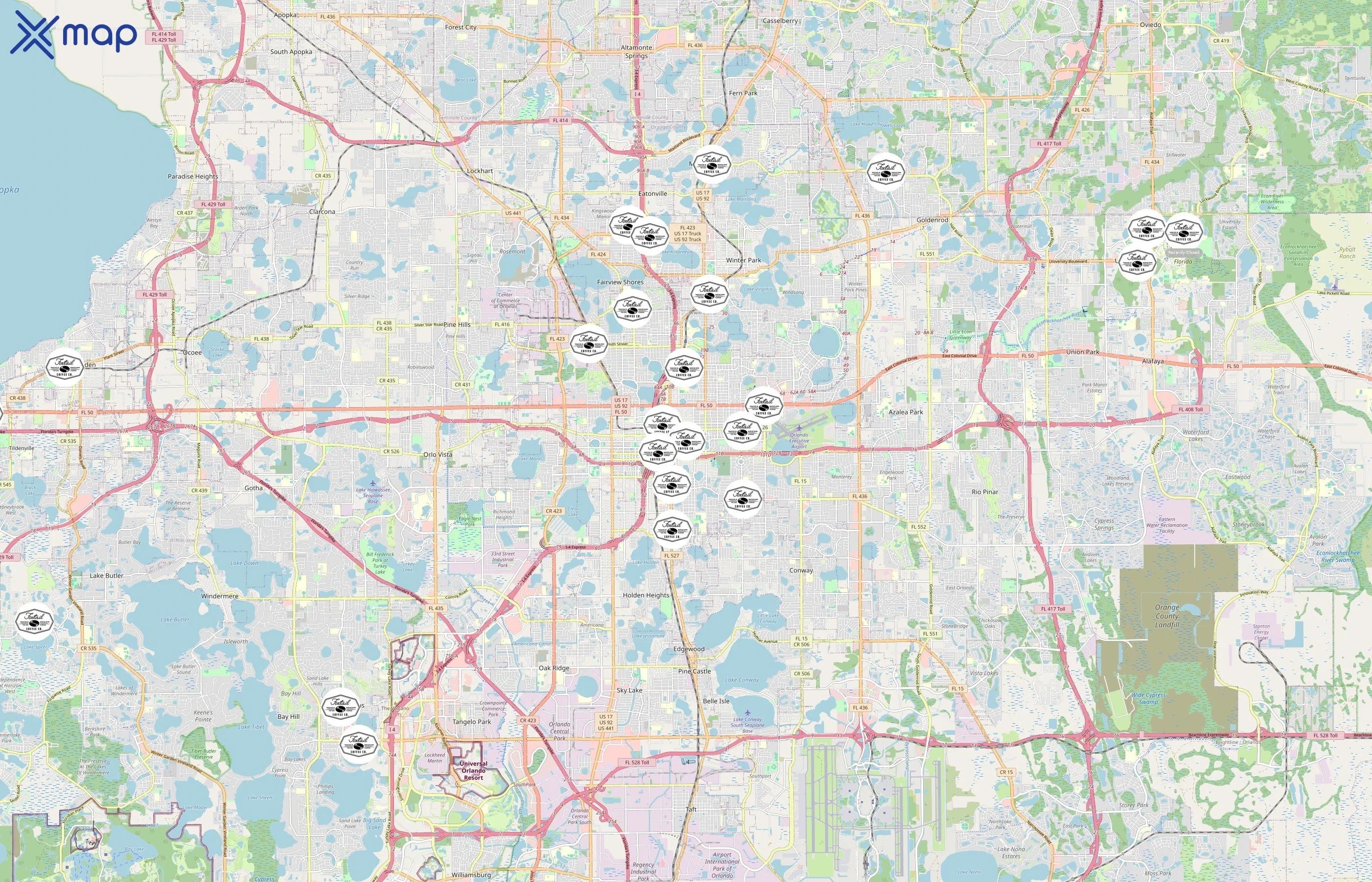 Foxtail Coffee Co. area coverage