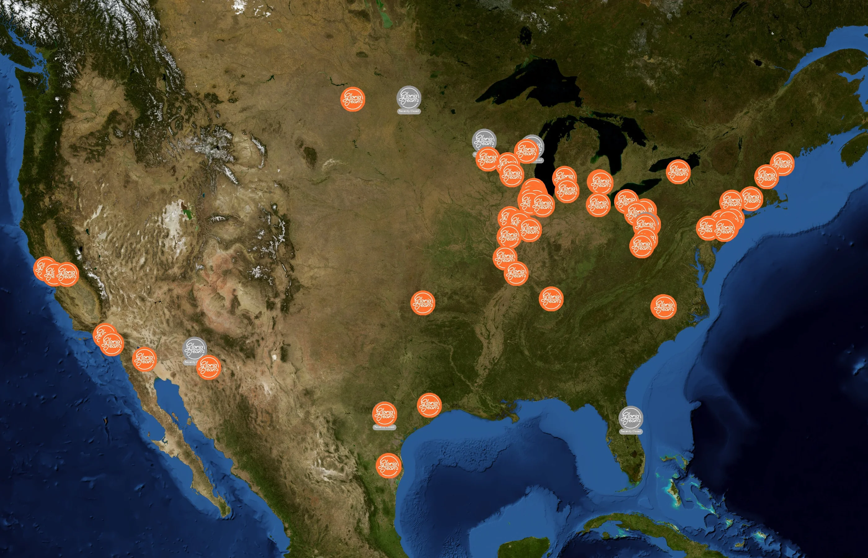 Gloria Jean's Coffees state distribution