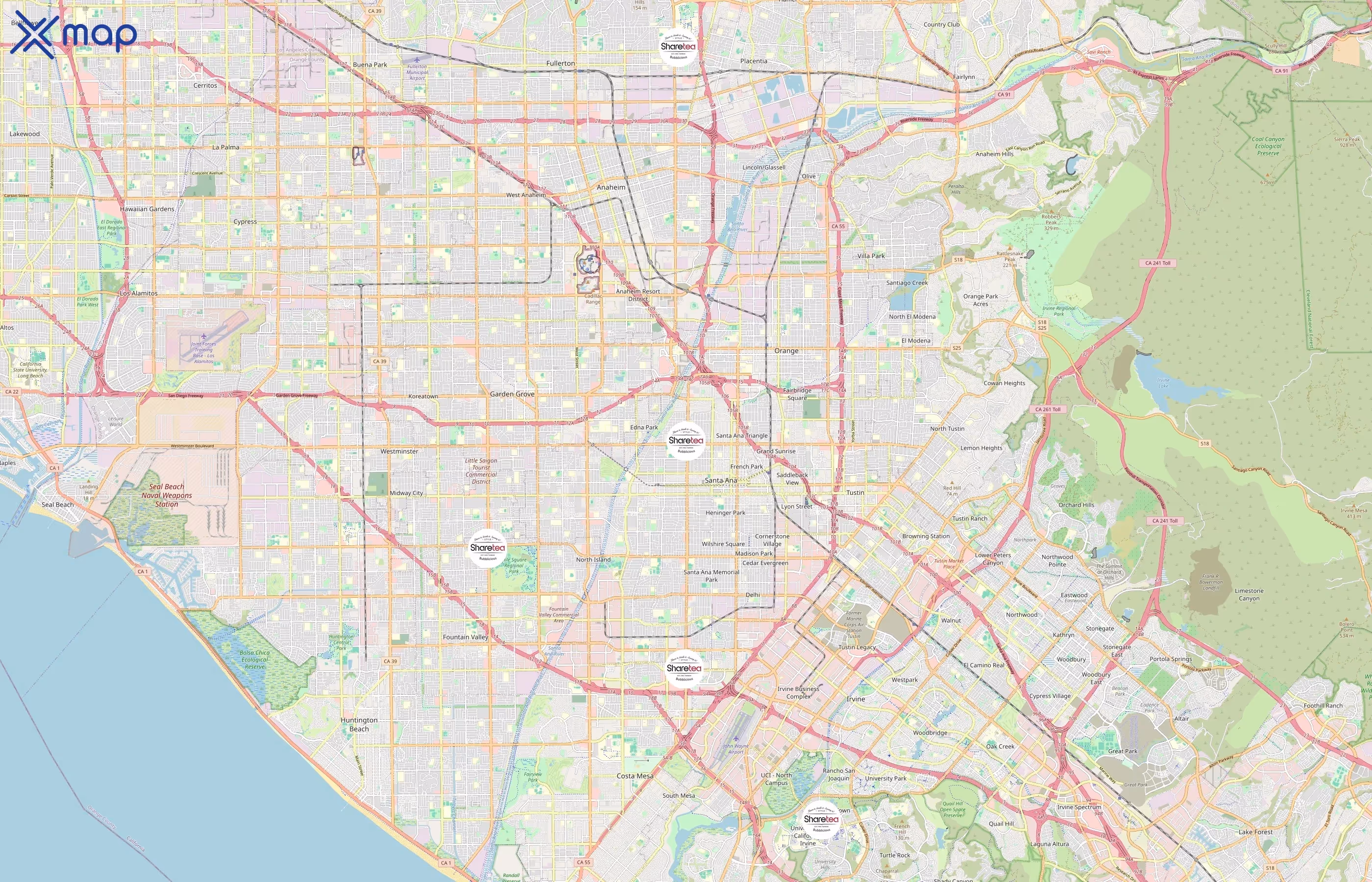 Sharetea area coverage