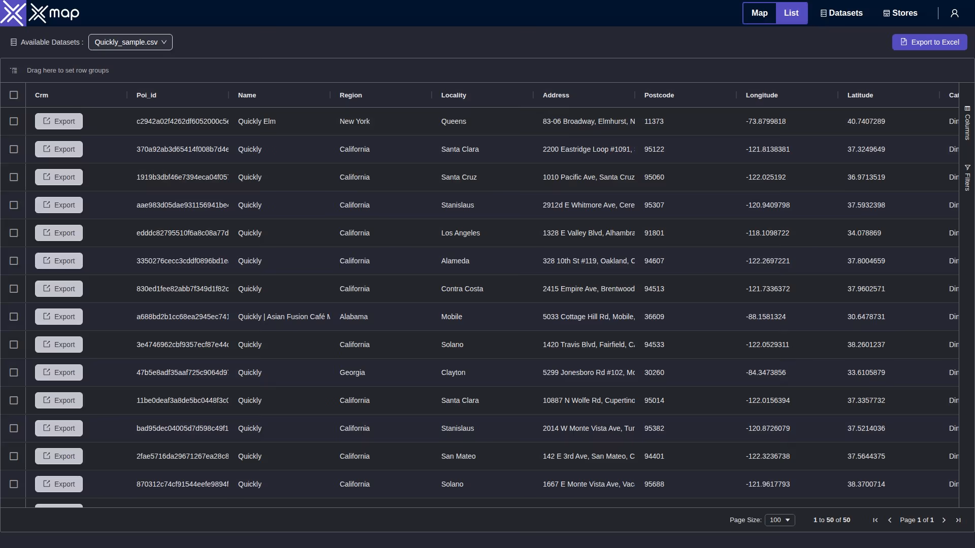 Quickly data table