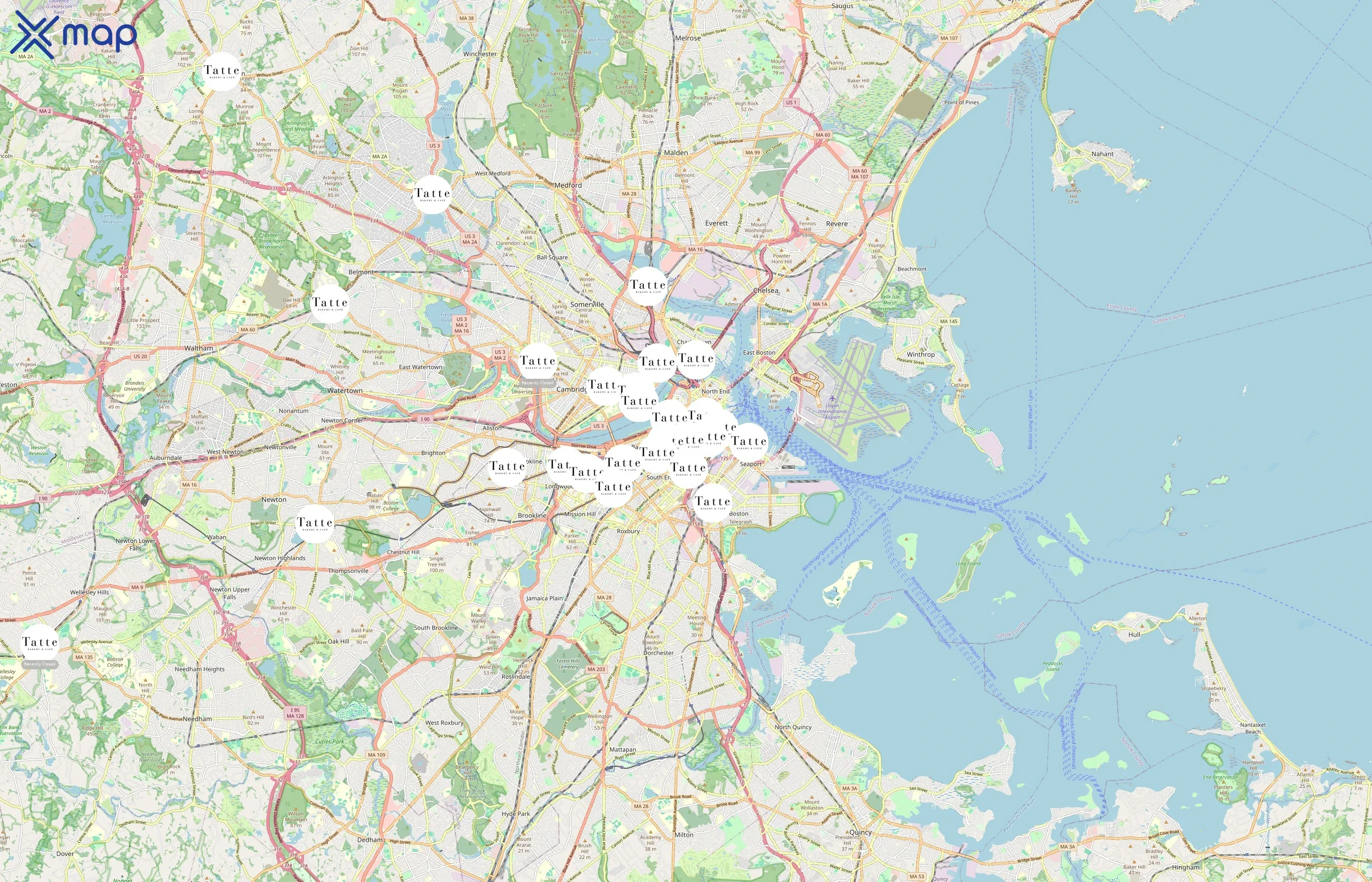 Tatte Bakery & Cafe area coverage