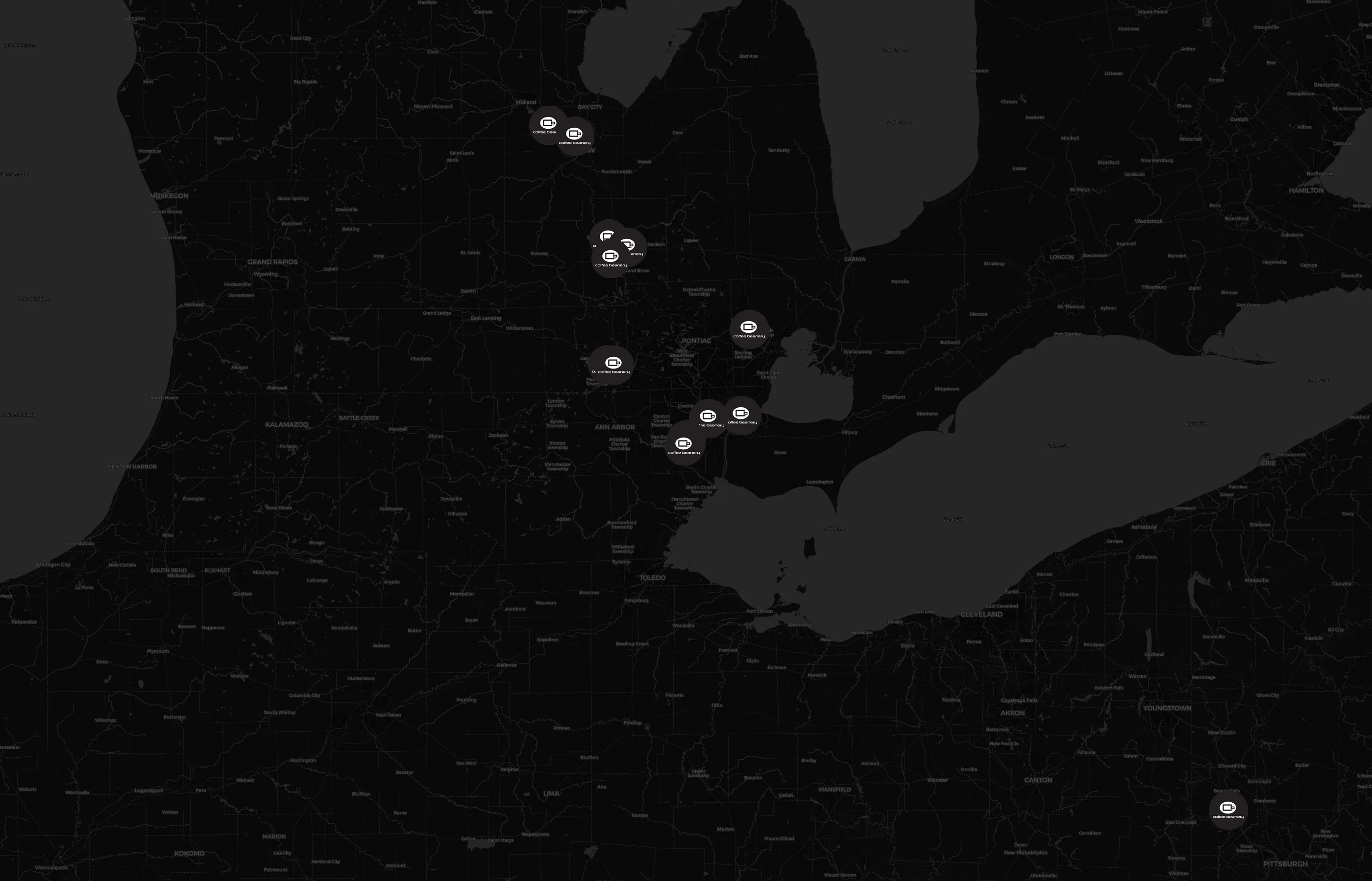 Coffee Beanery city distribution