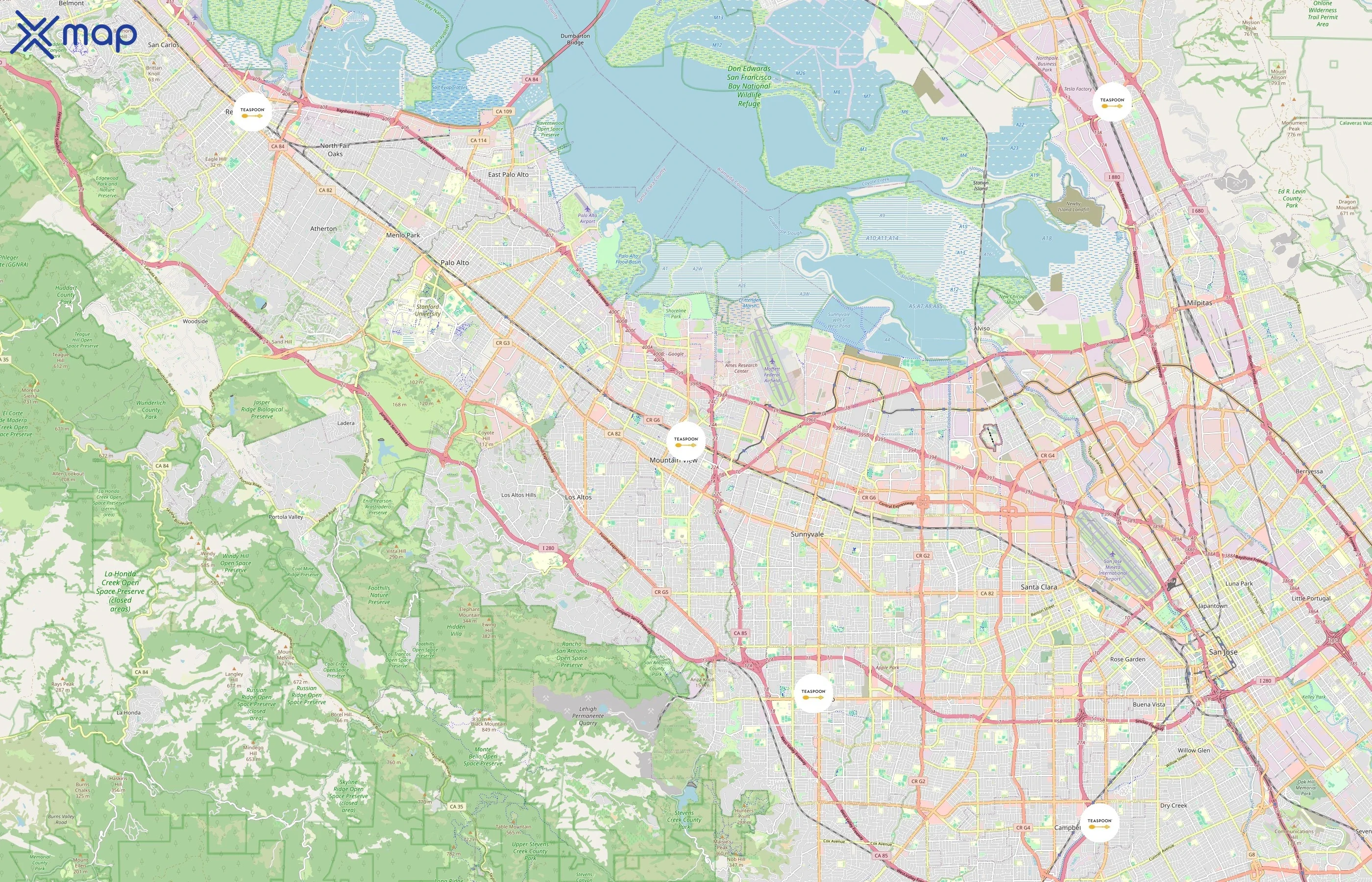 Teaspoon area coverage