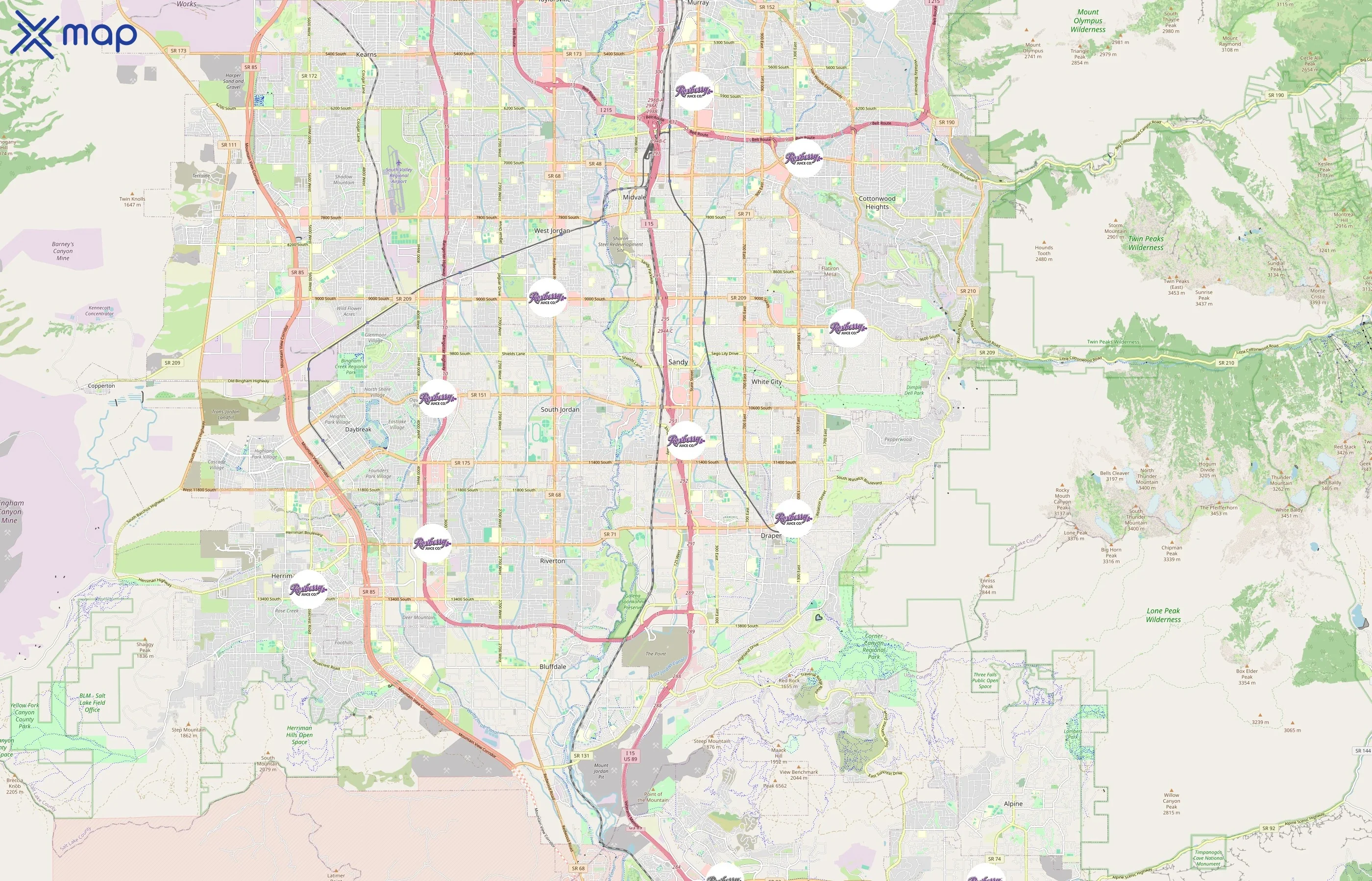 Roxberry Juice Co. area coverage