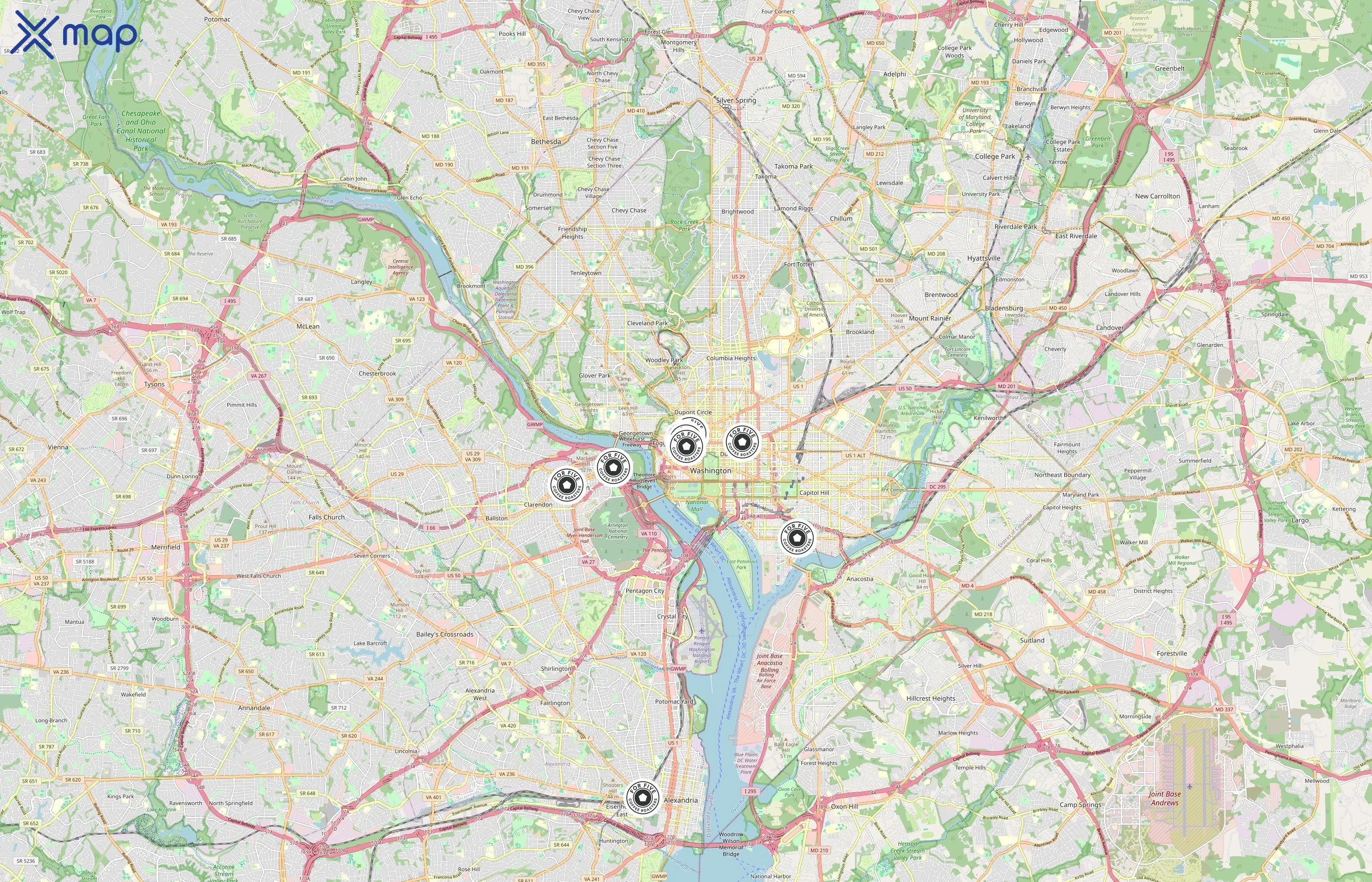 For Five Coffee area coverage