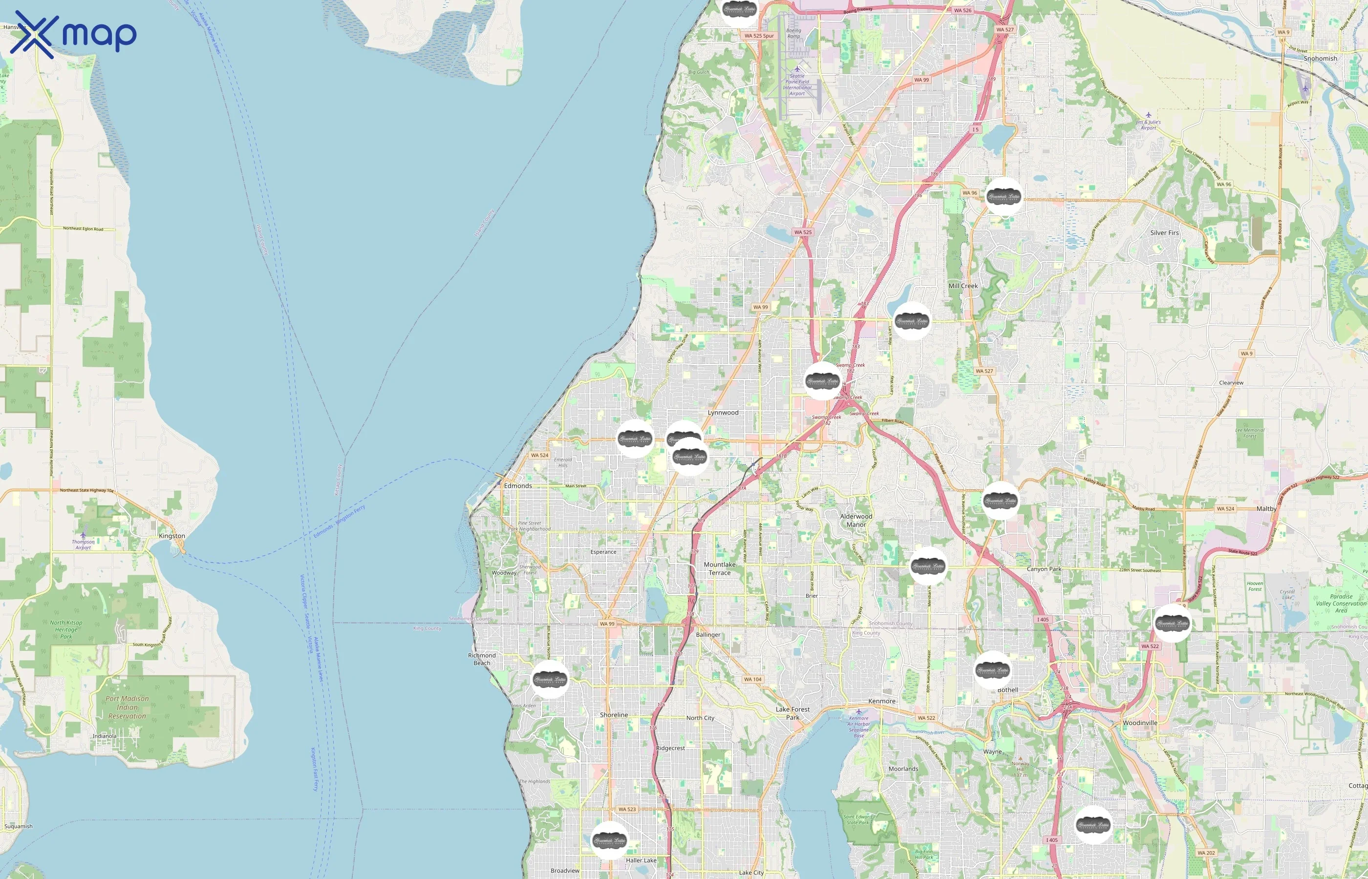 Gourmet Latte area coverage