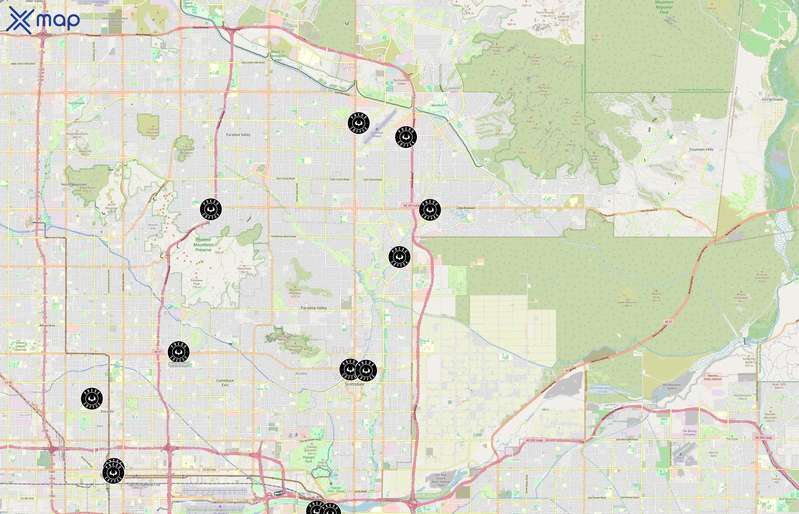 Press Coffee area coverage