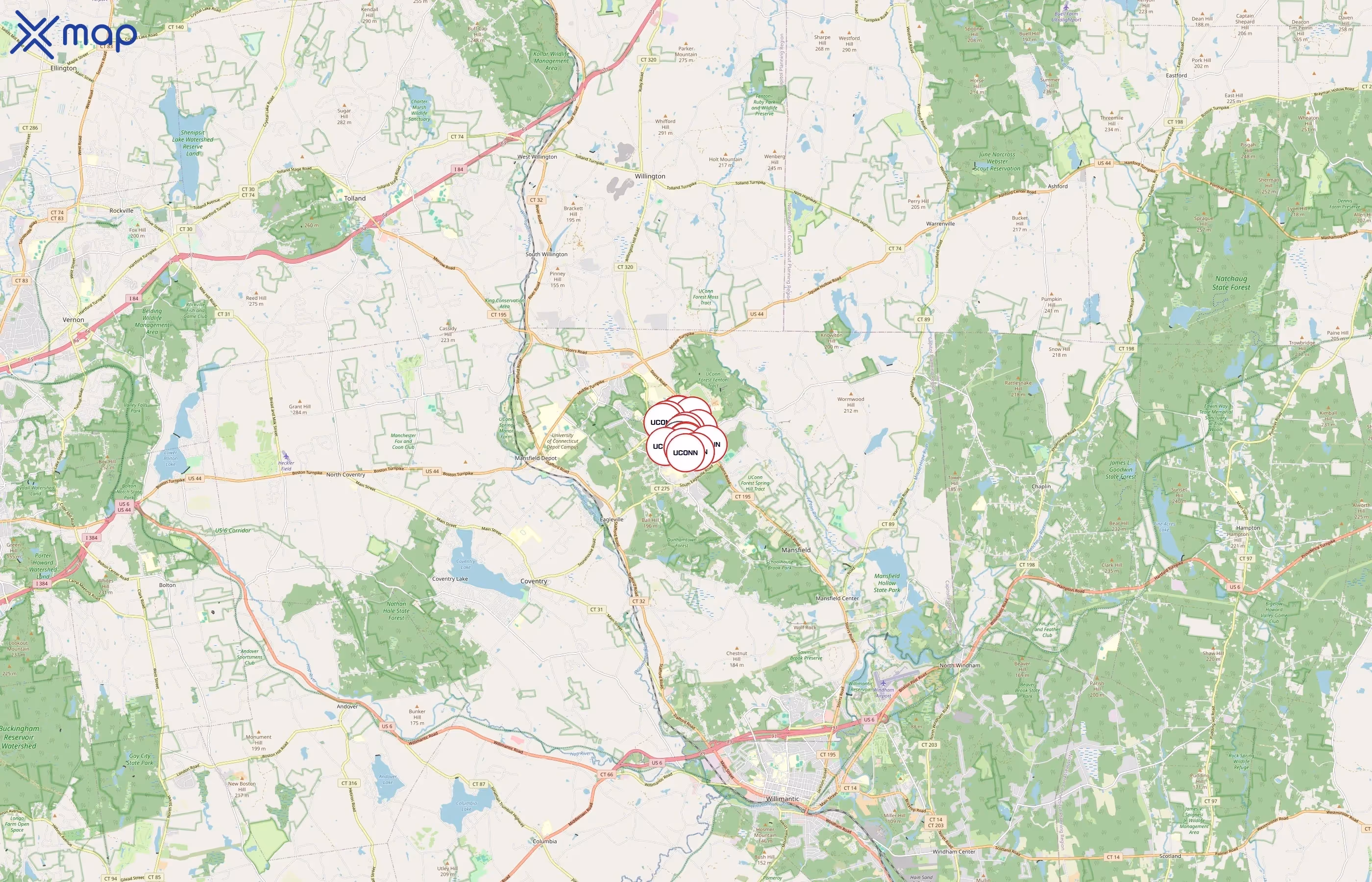 University of Connecticut Dining Services area coverage