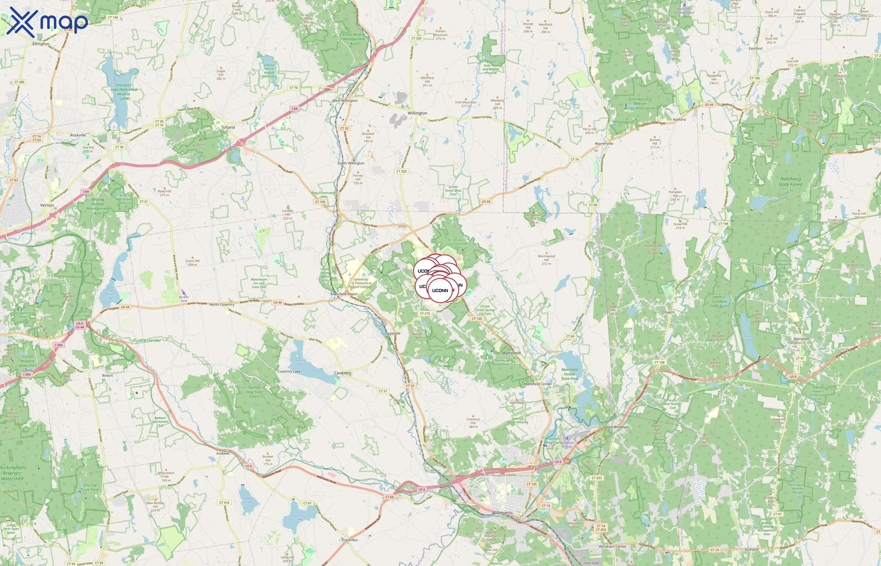 University of Connecticut Dining Services area coverage