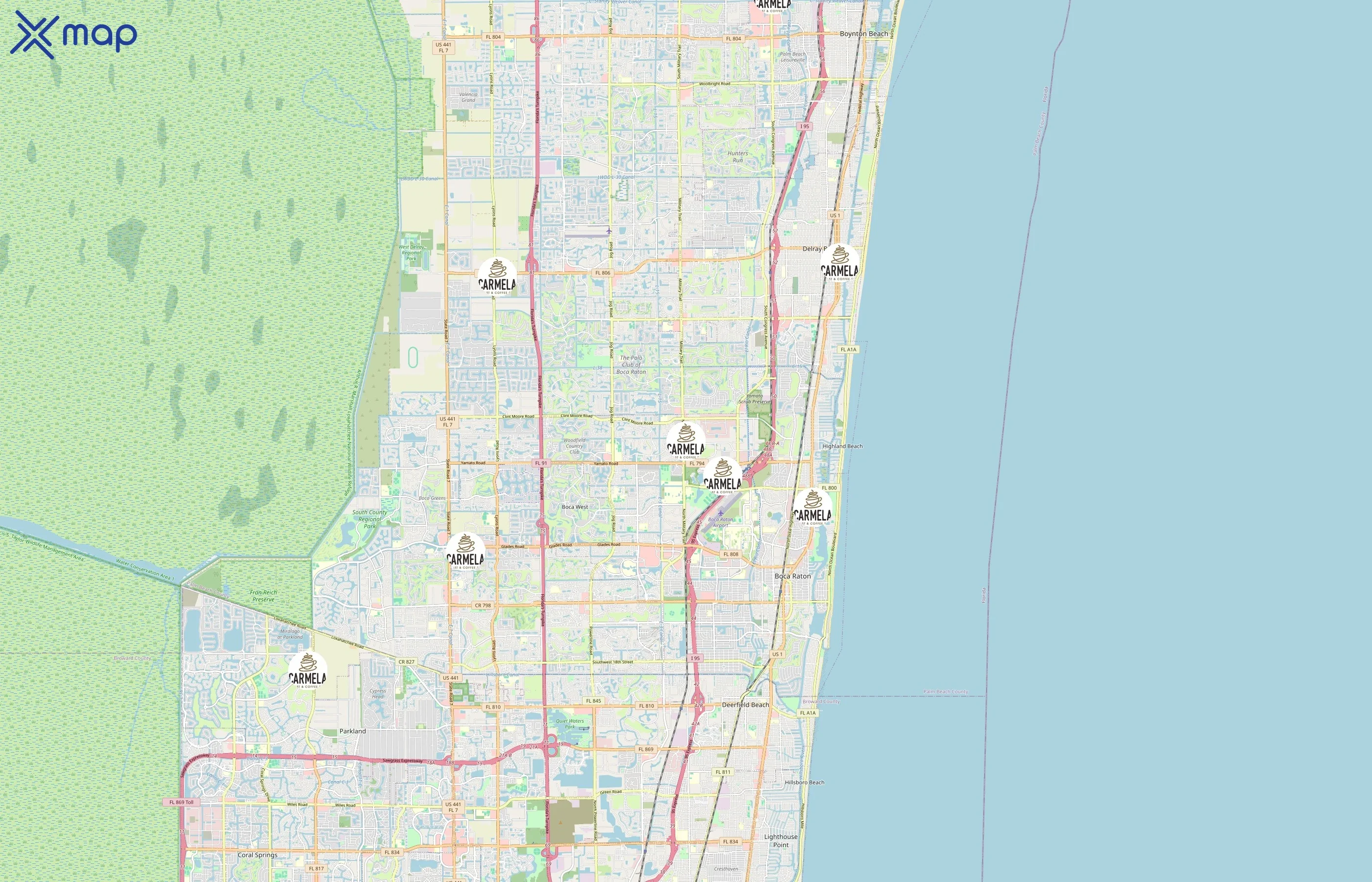 Carmela Coffee area coverage