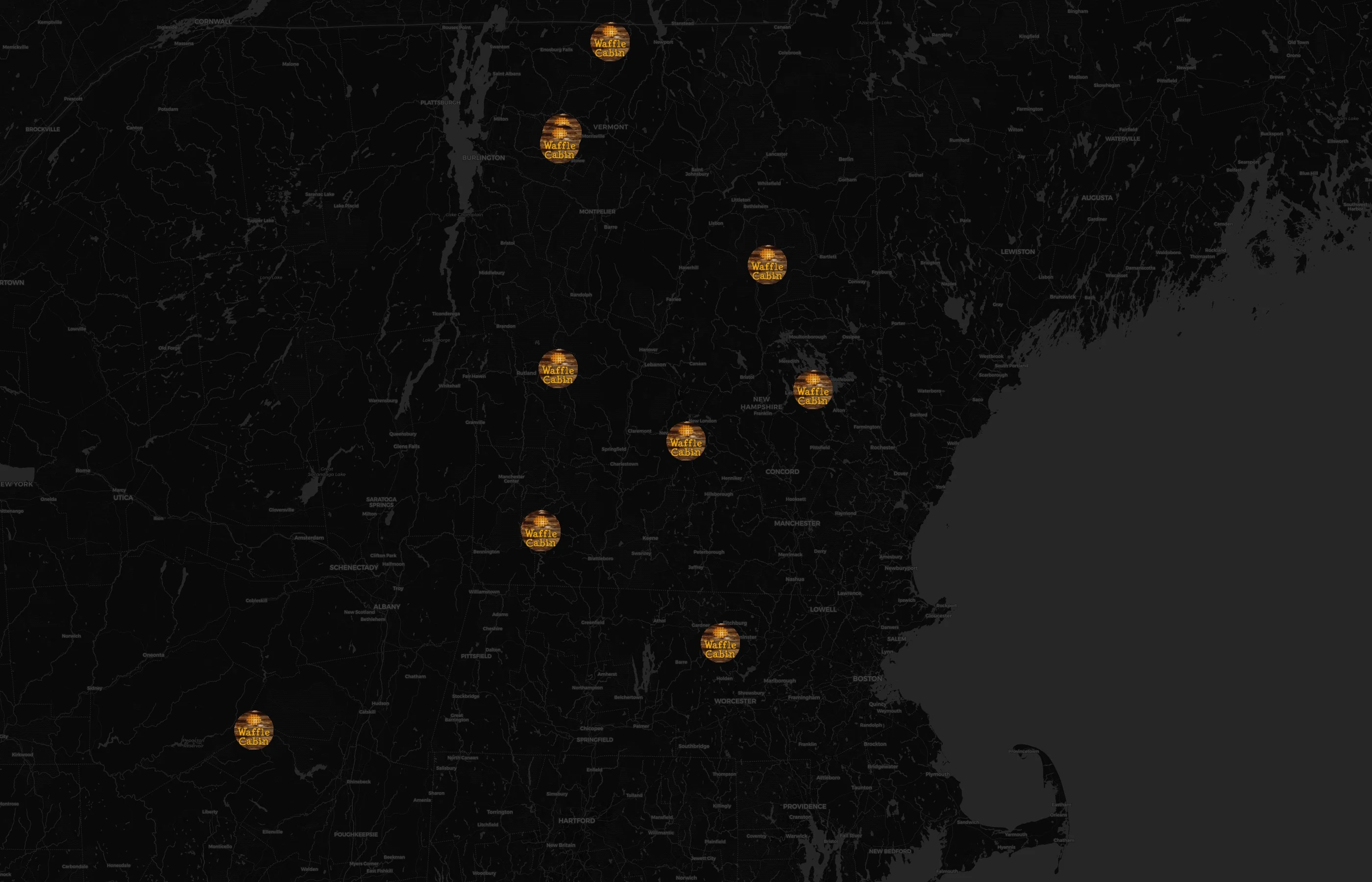 Waffle Cabin city distribution