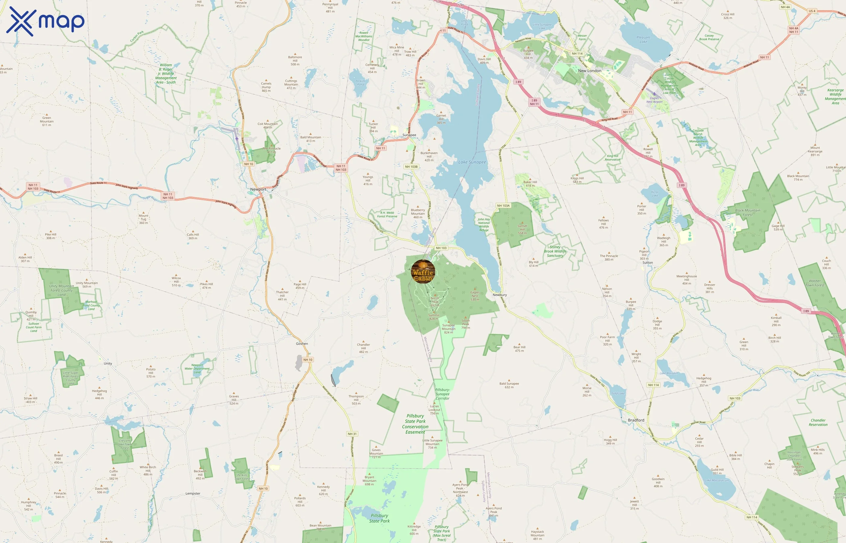 Waffle Cabin area coverage