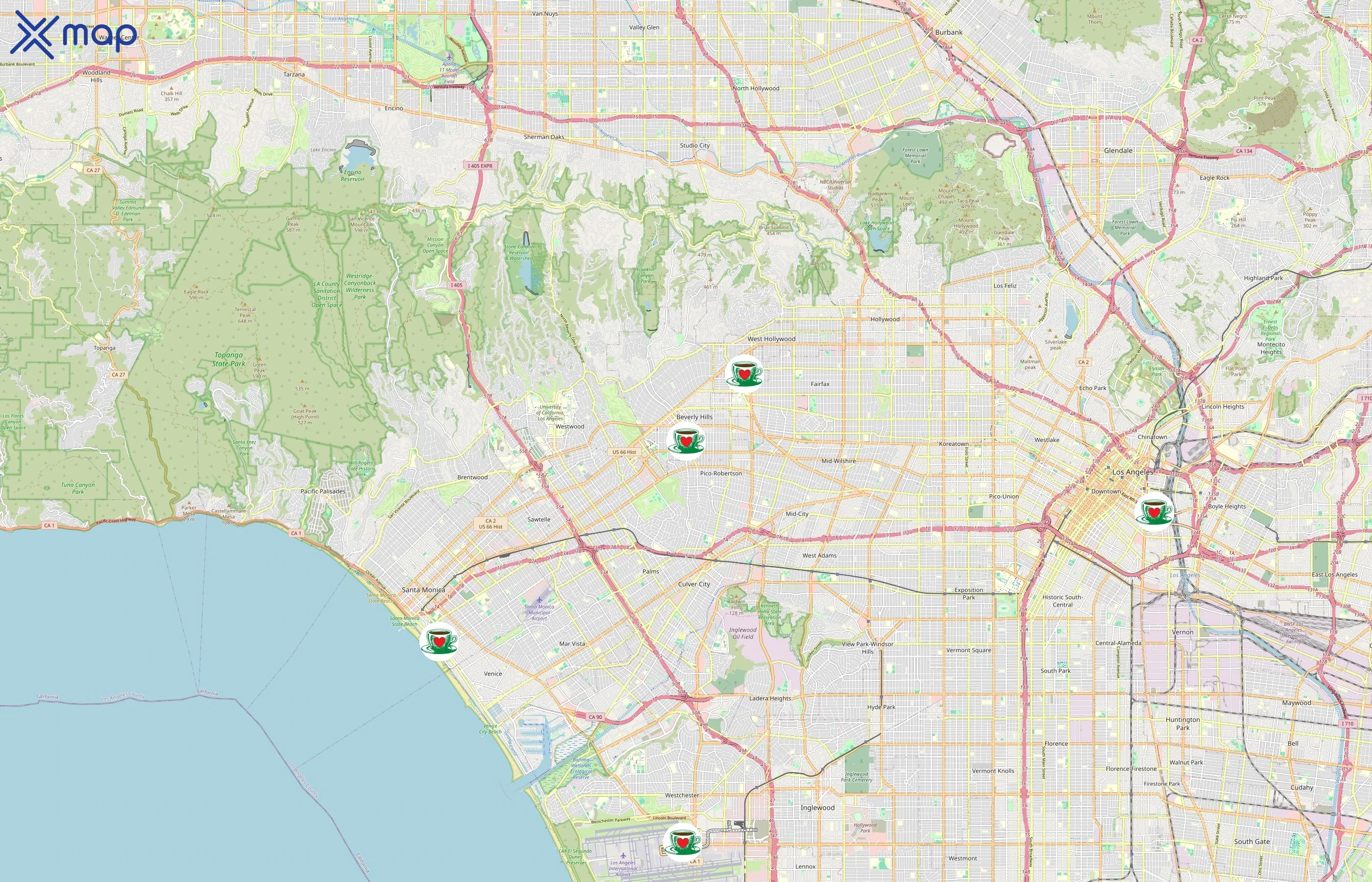 Urth Caffe area coverage