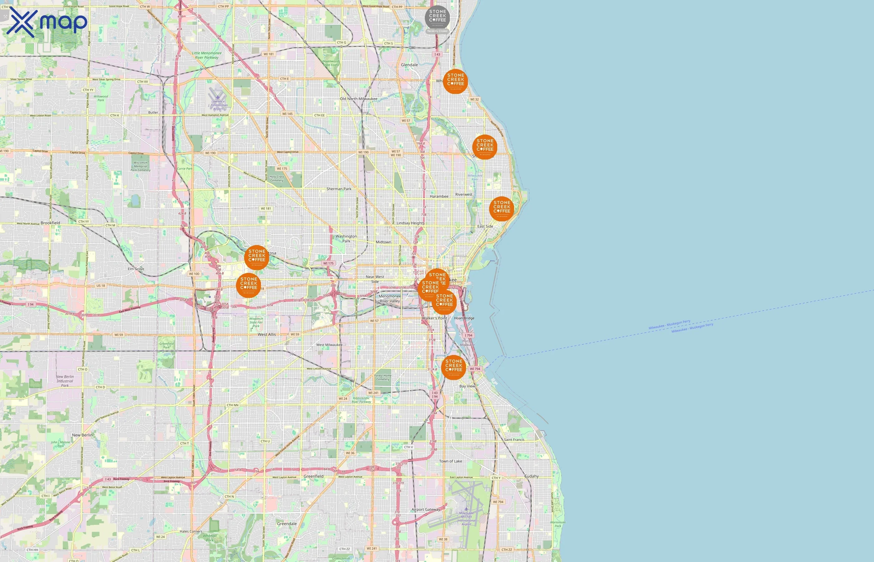 Stone Creek Coffee area coverage