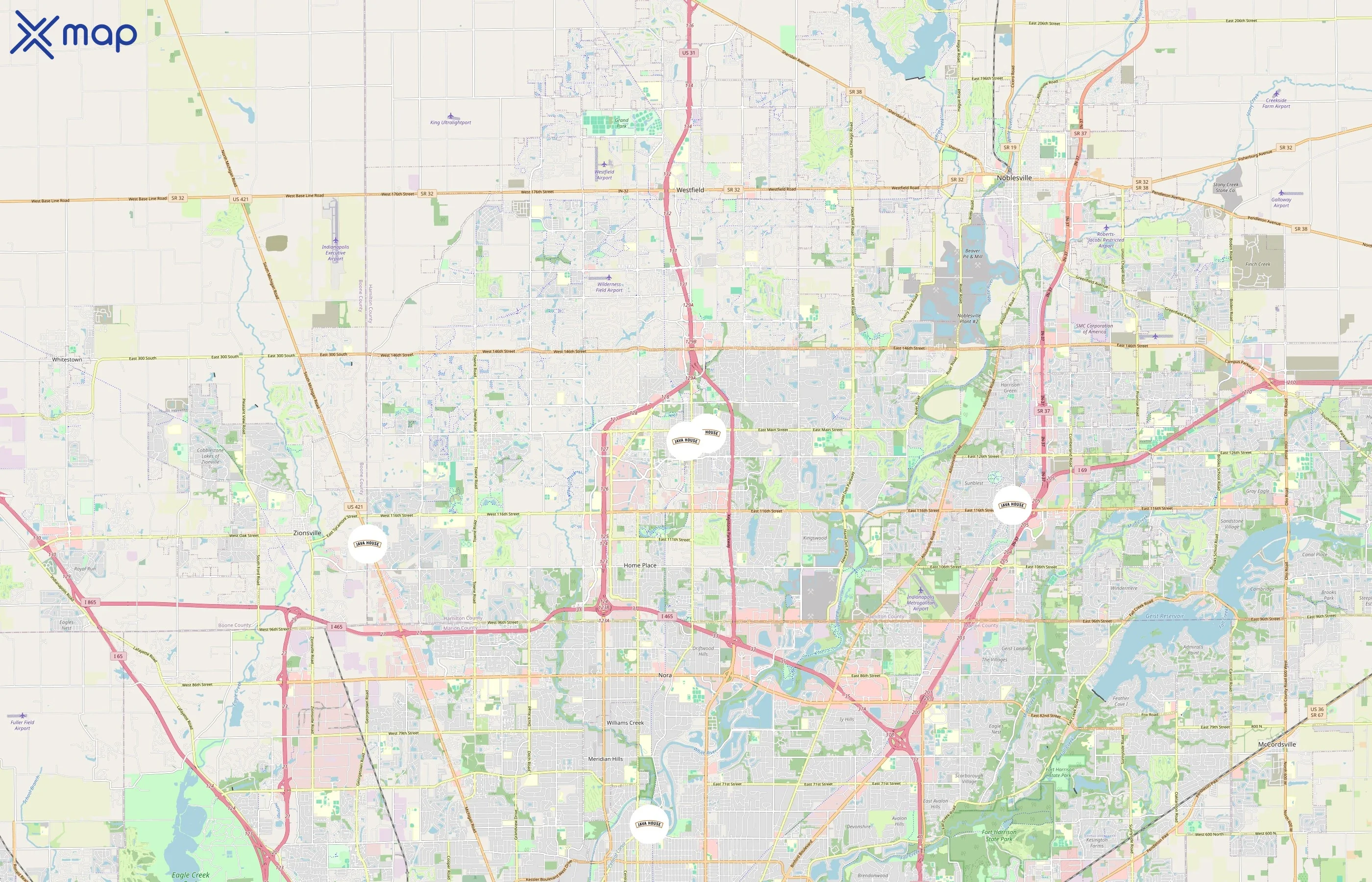 Java House area coverage