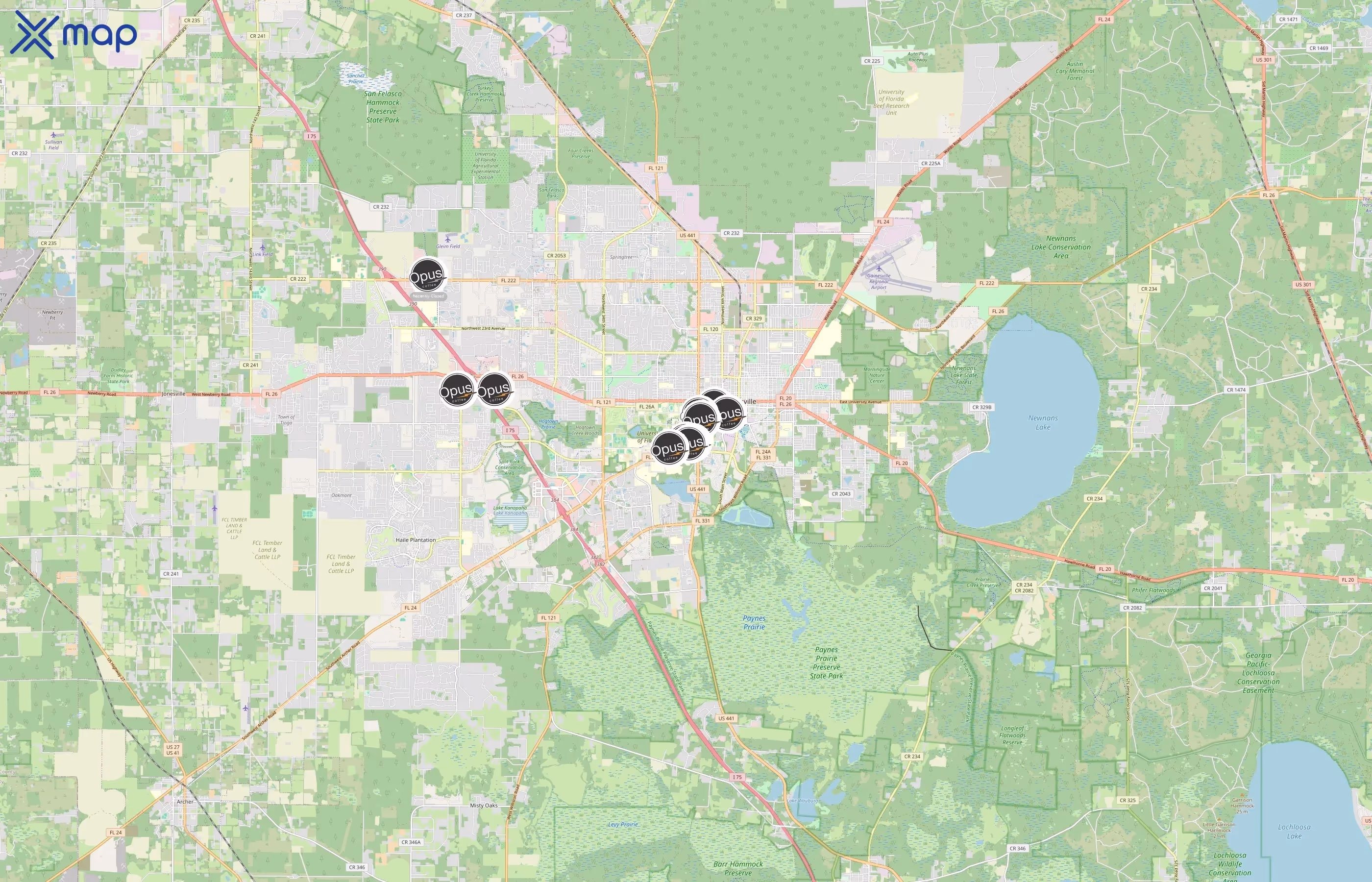 Opus Coffee area coverage
