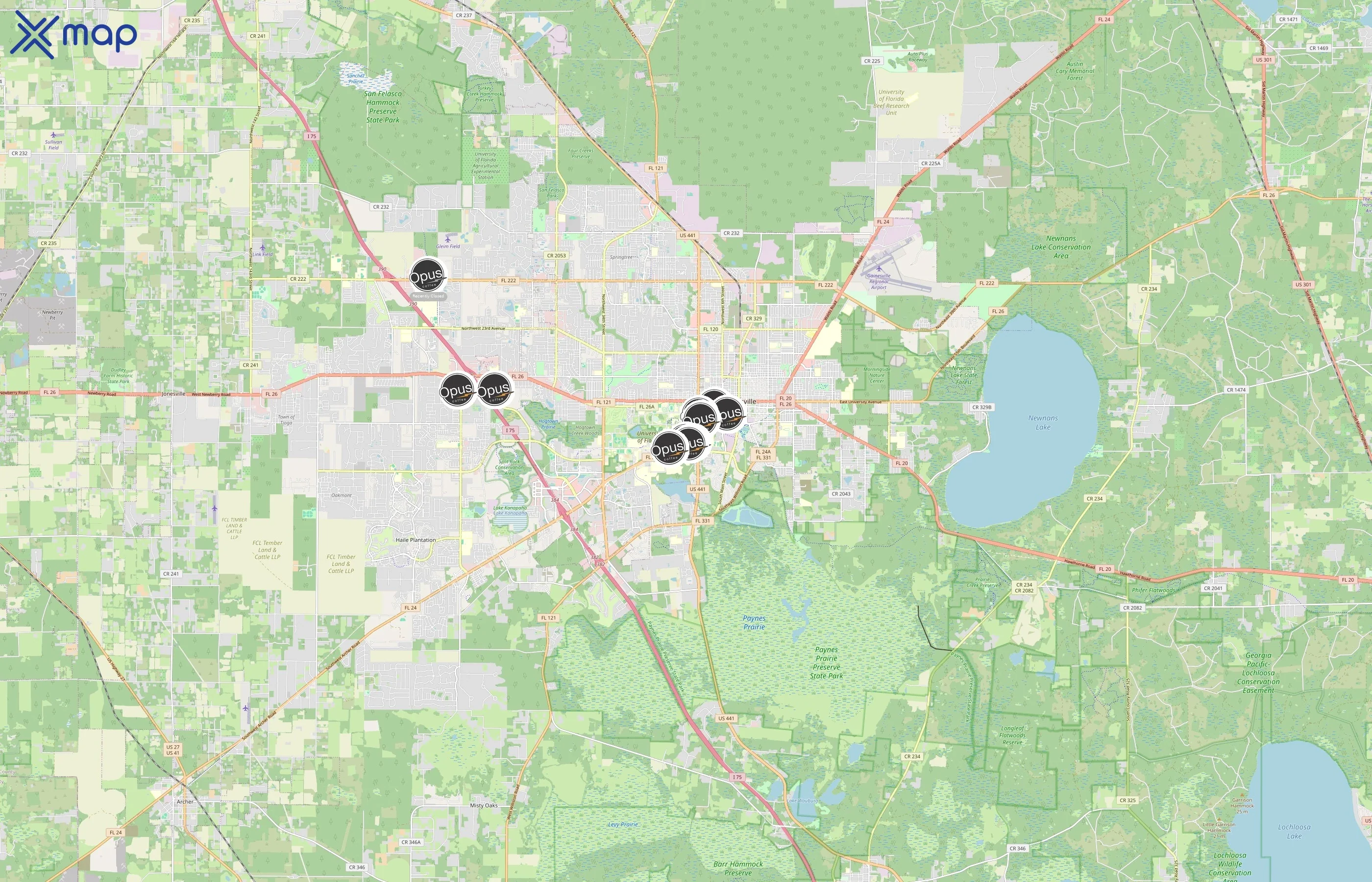 Opus Coffee area coverage