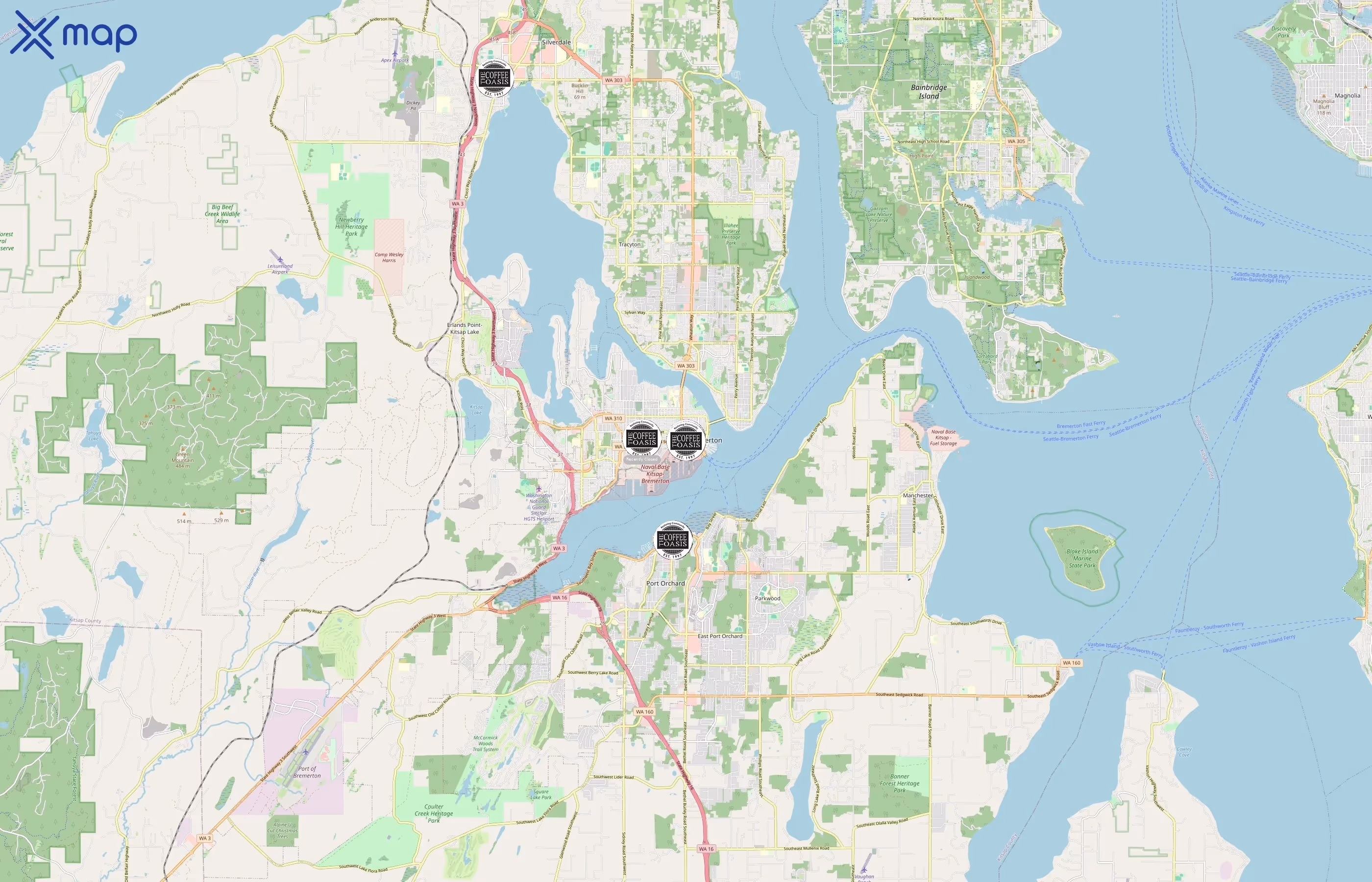 The Coffee Oasis area coverage