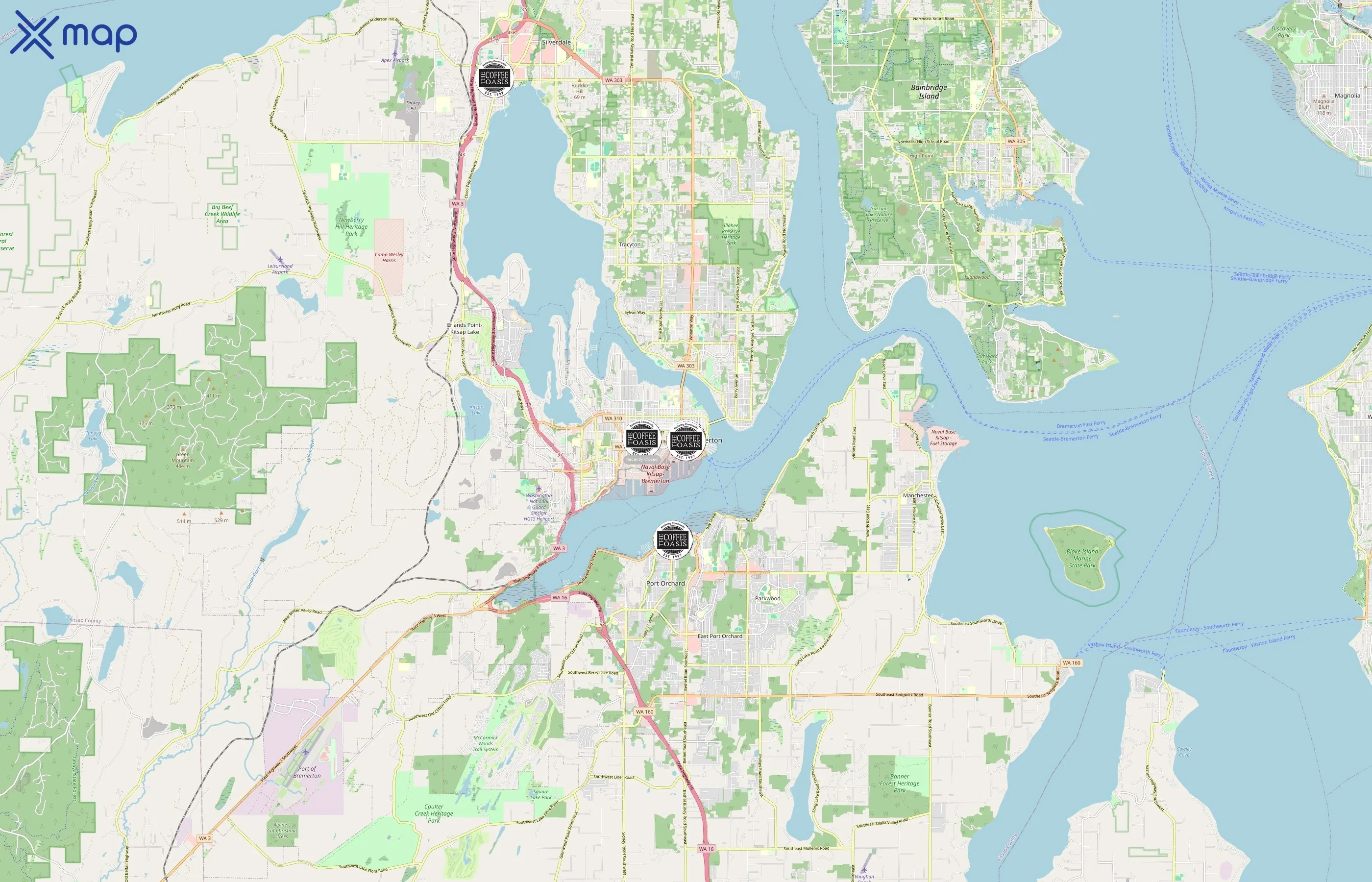 The Coffee Oasis area coverage