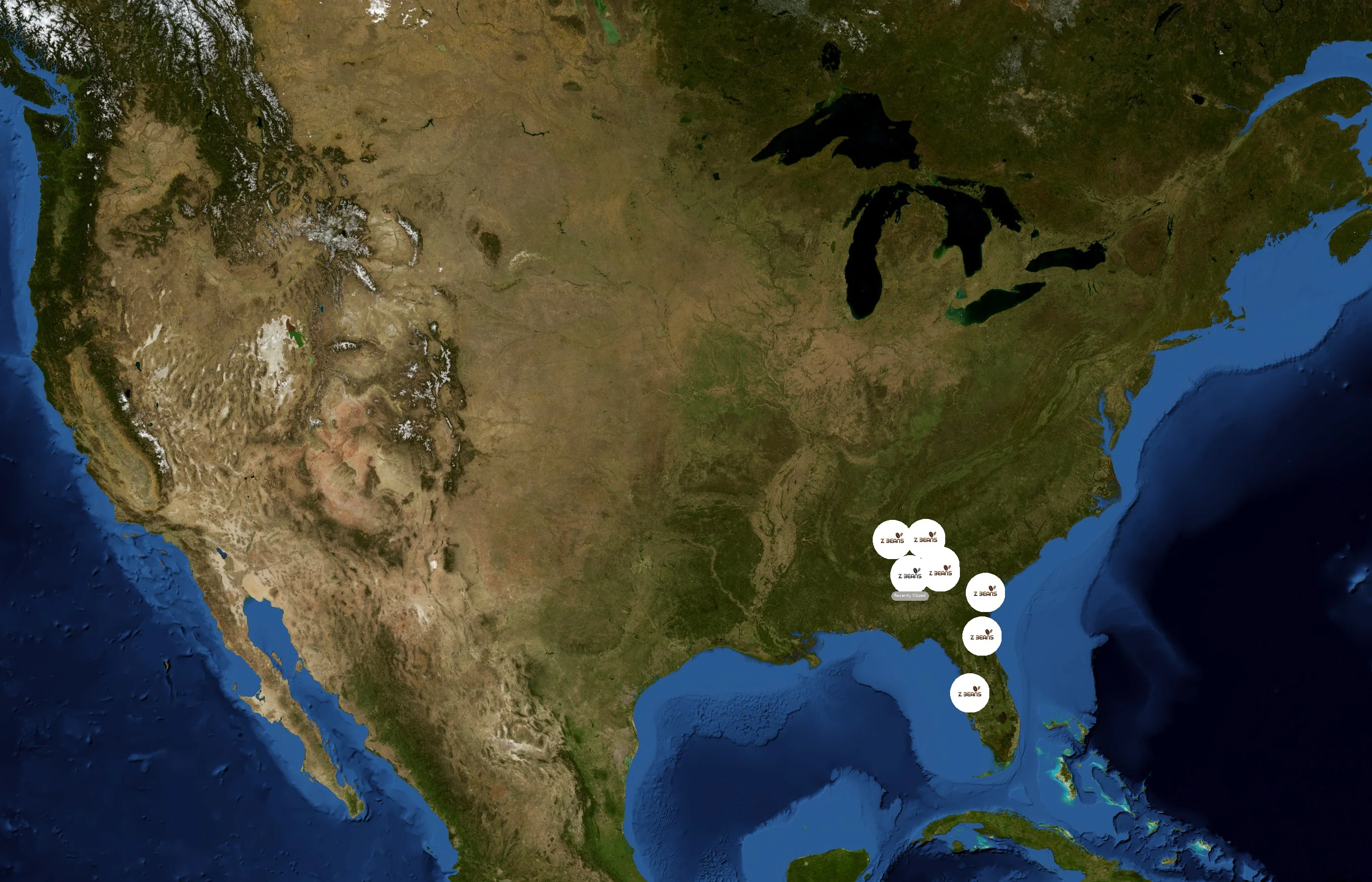 Z Beans Coffee state distribution
