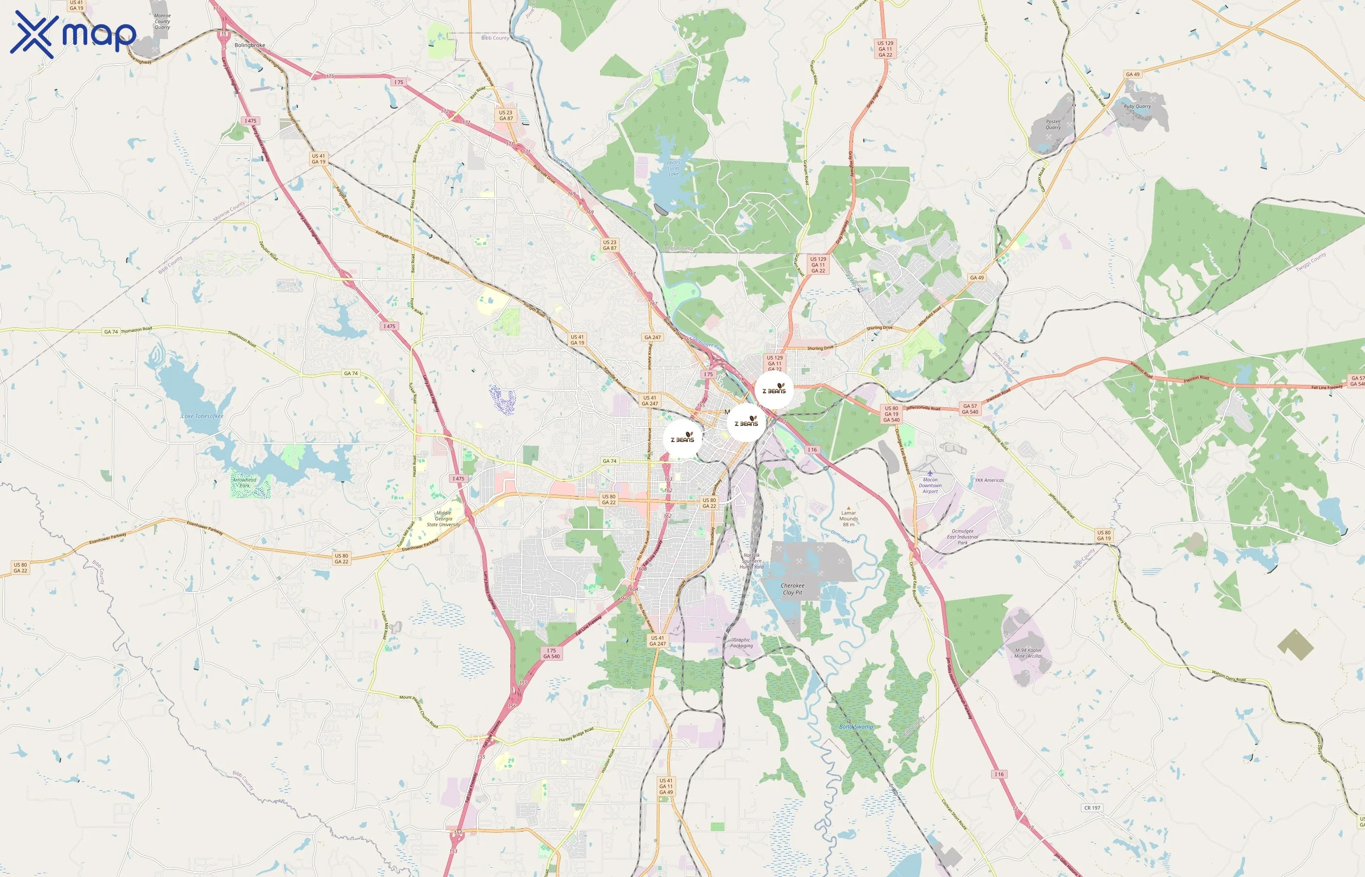 Z Beans Coffee area coverage