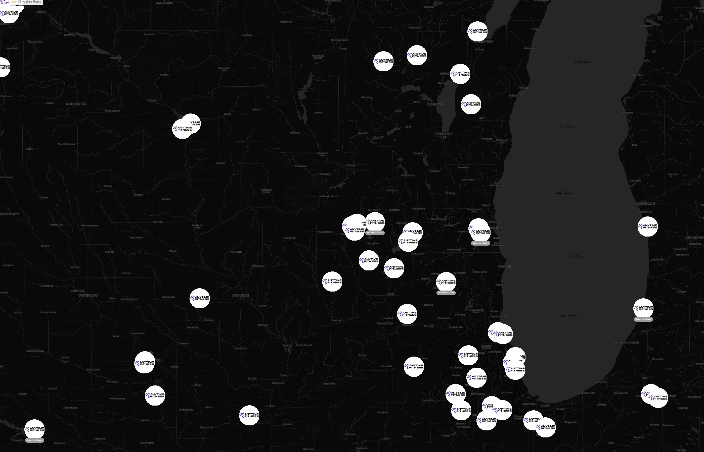 Anytime Fitness city distribution