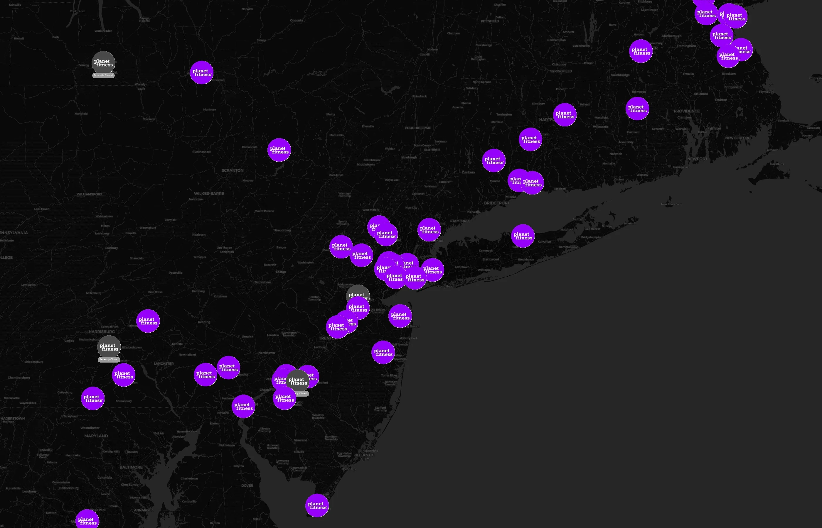 Planet Fitness city distribution