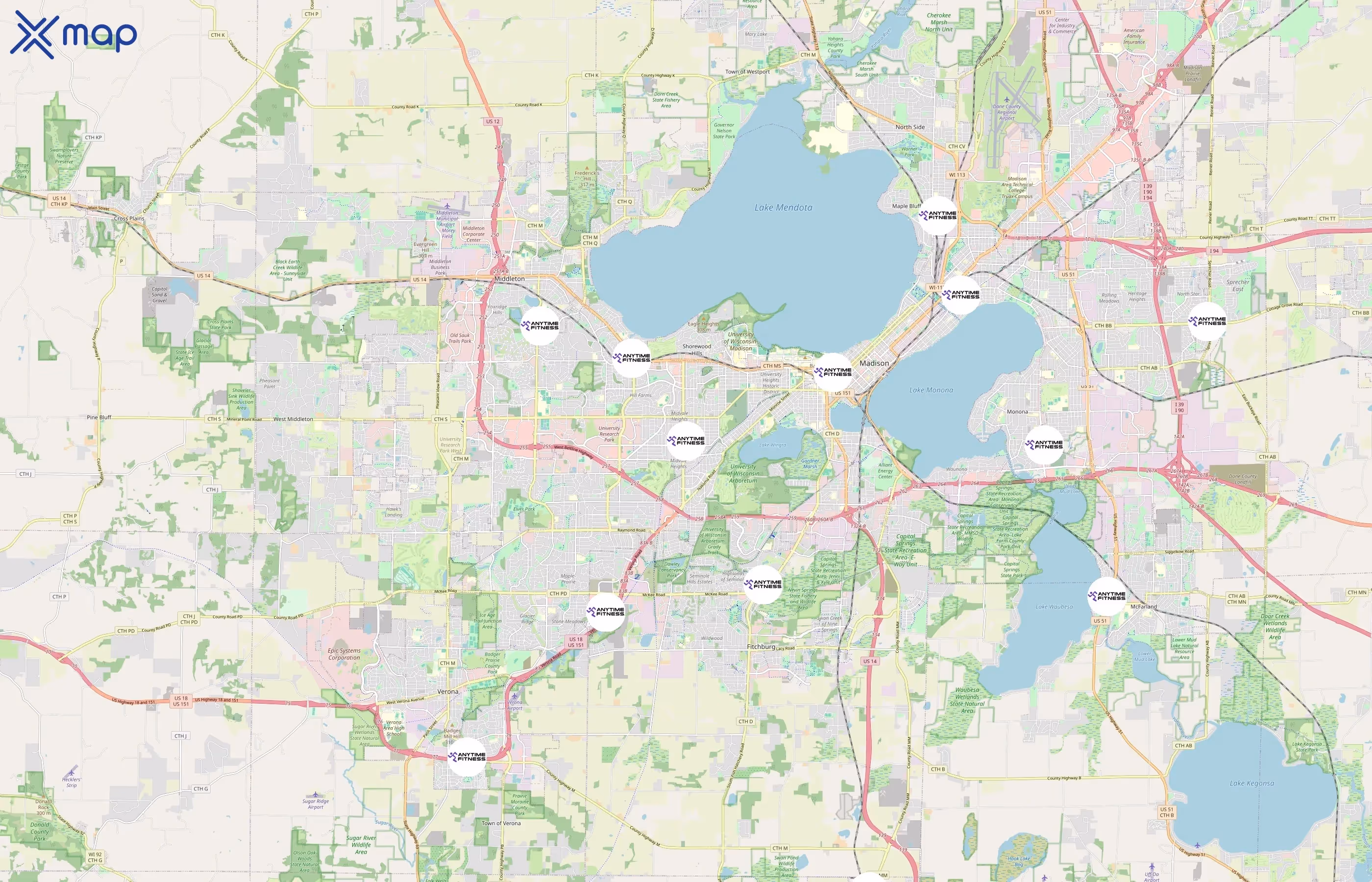 Anytime Fitness area coverage