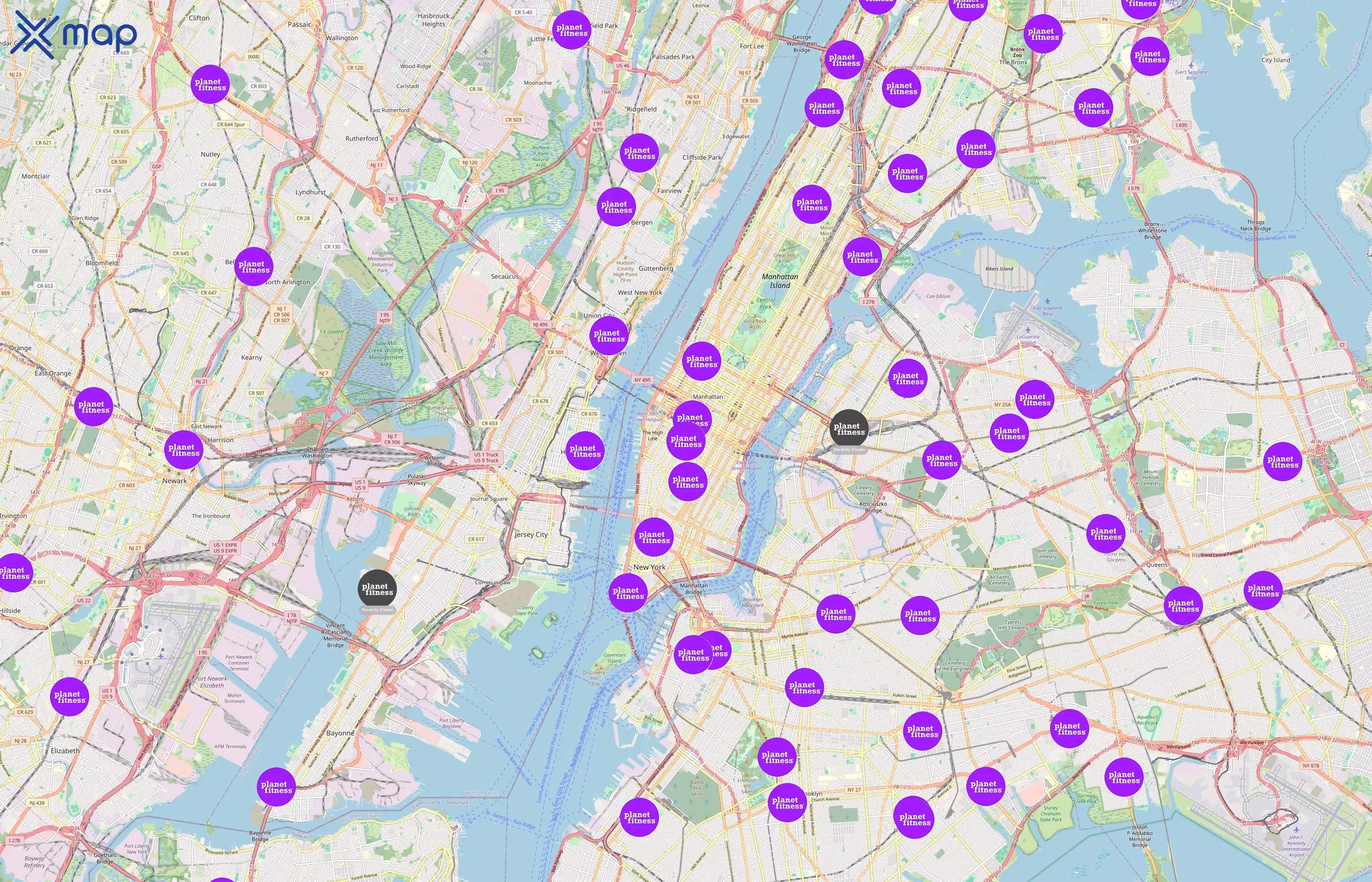 Planet Fitness area coverage
