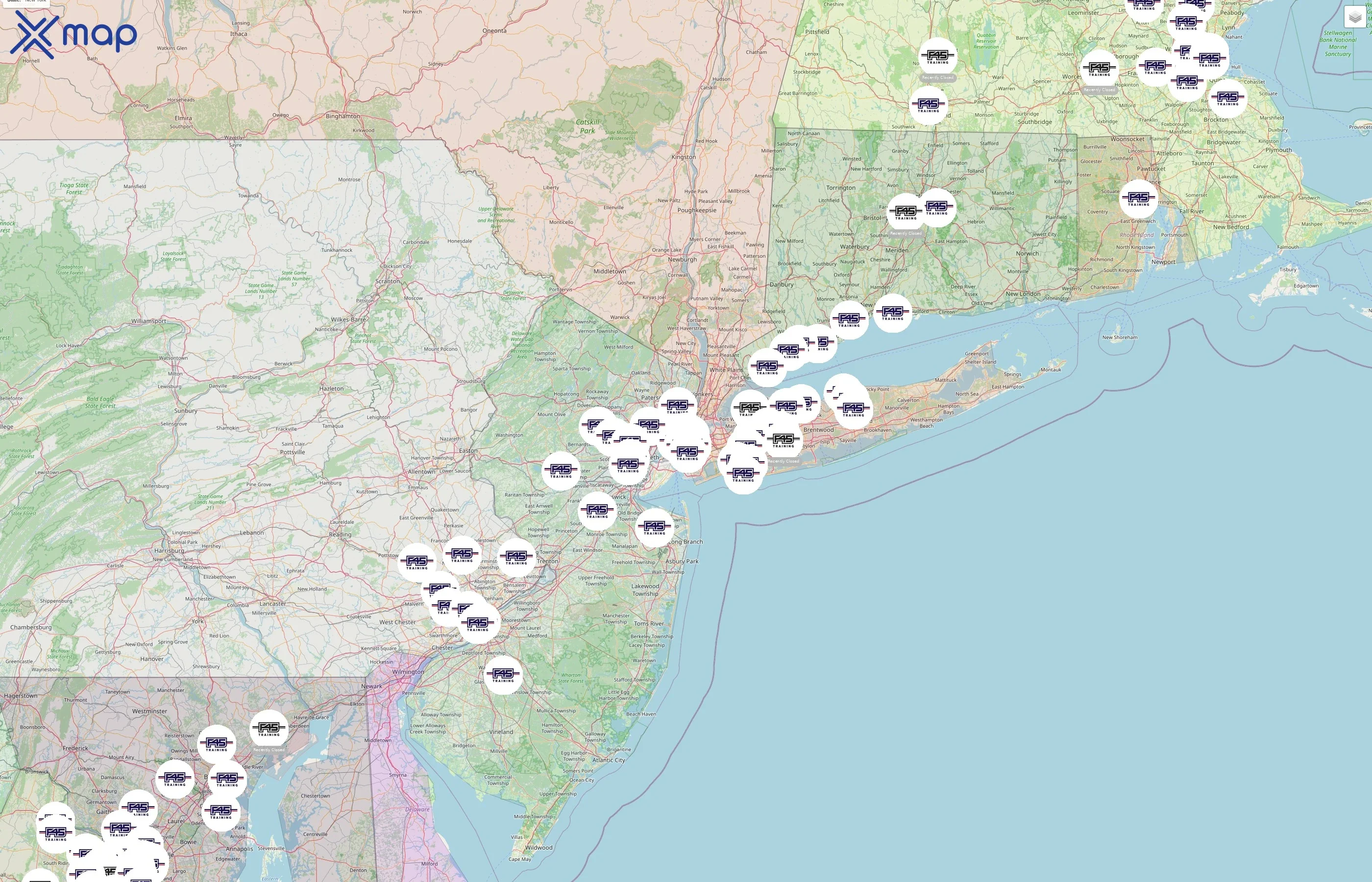 F45 Training street hotspots