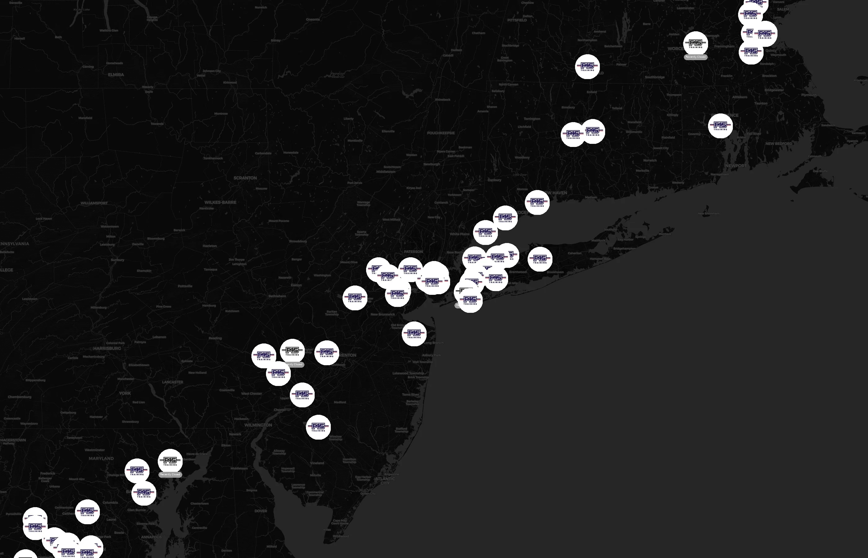 F45 Training city distribution