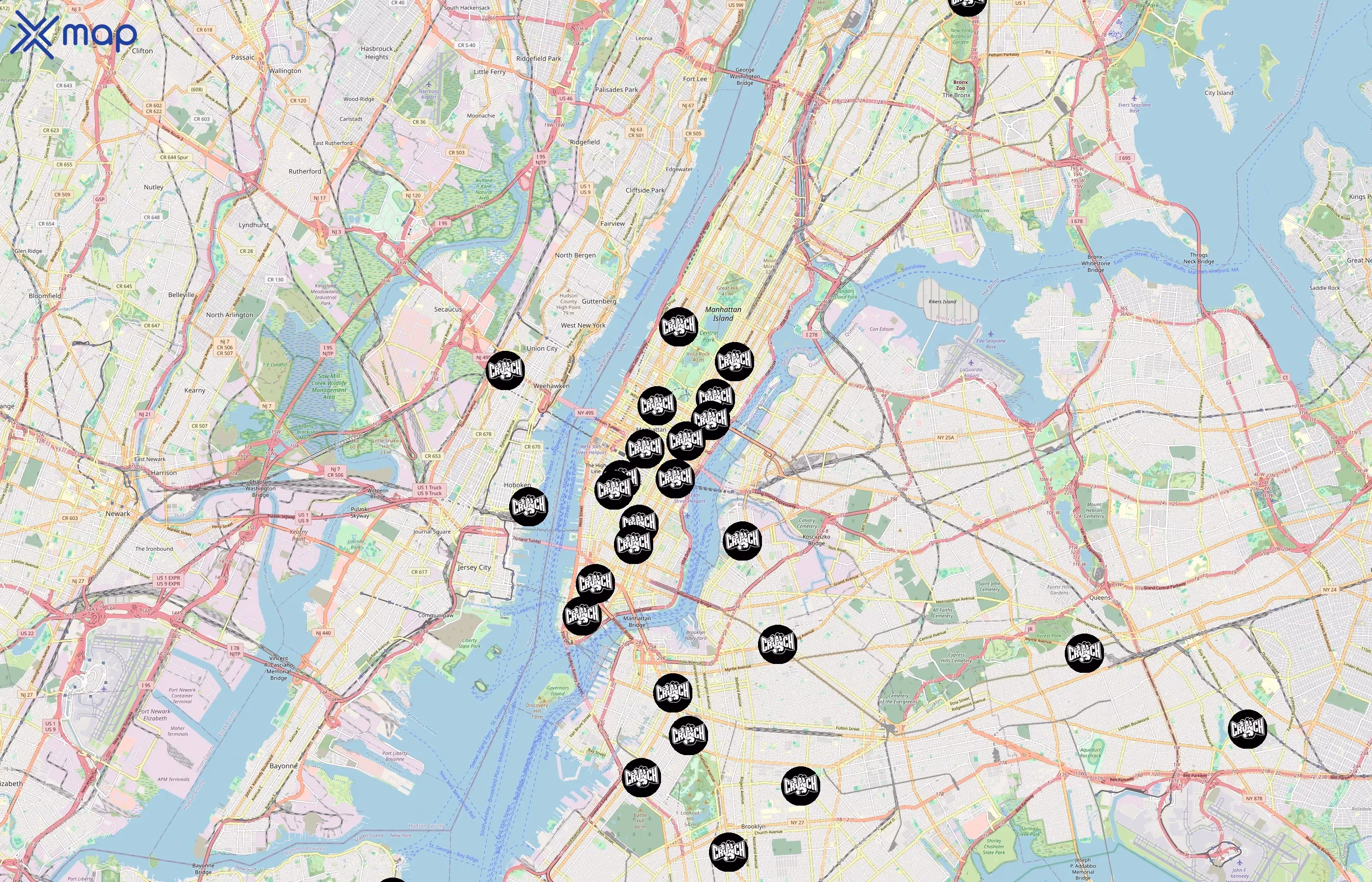 Crunch Fitness area coverage