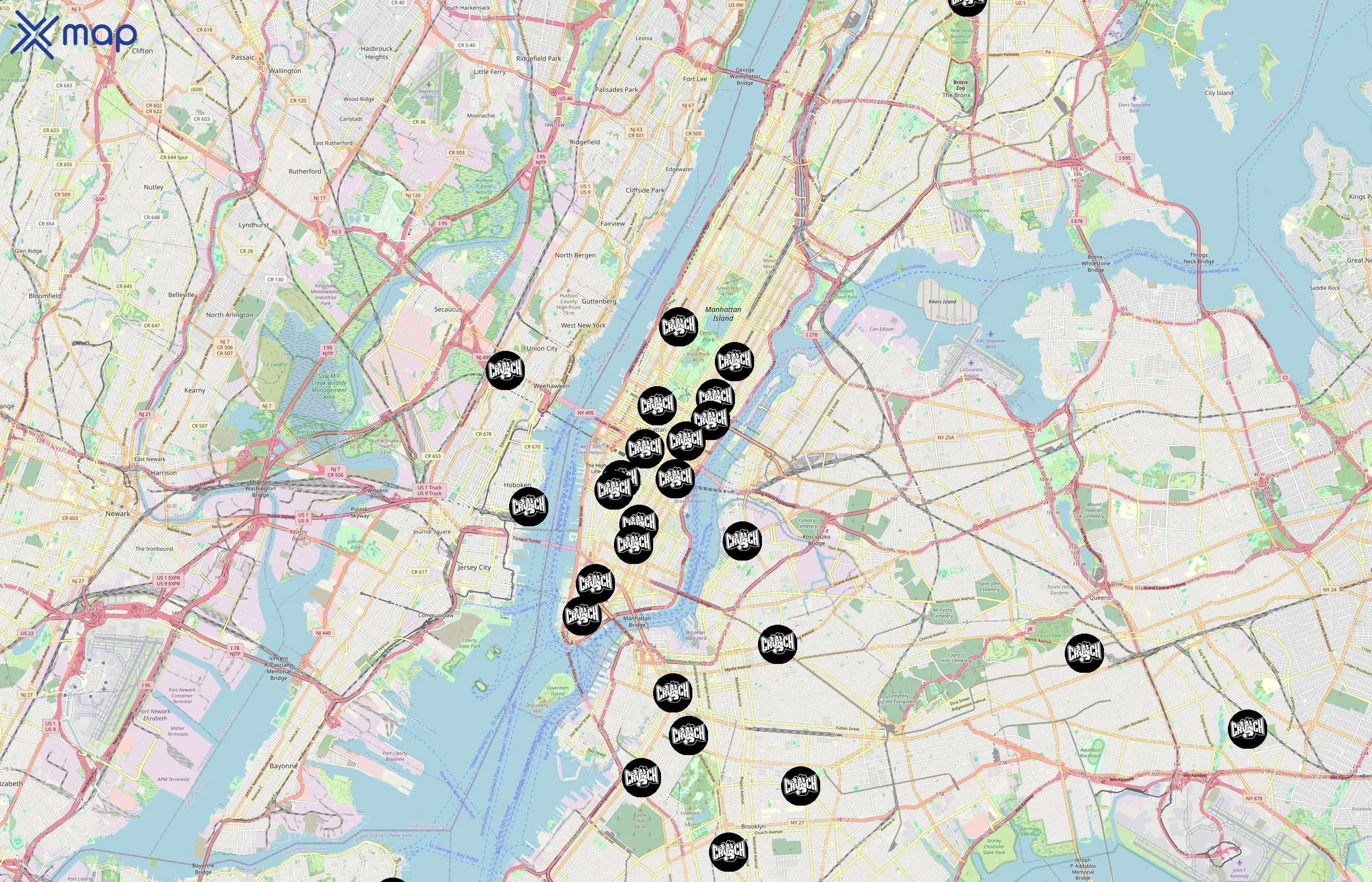 Crunch Fitness area coverage