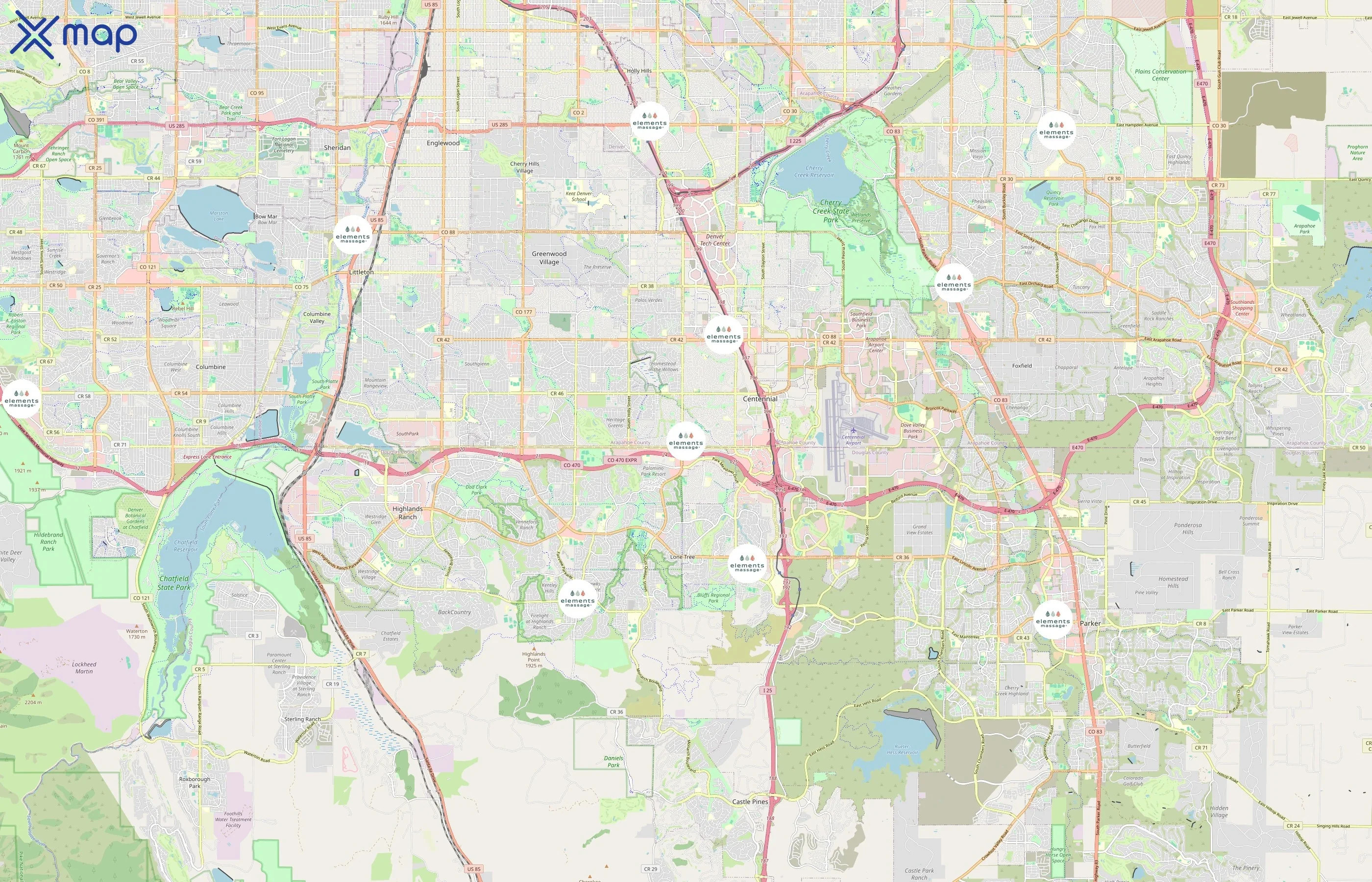 Elements Massage area coverage