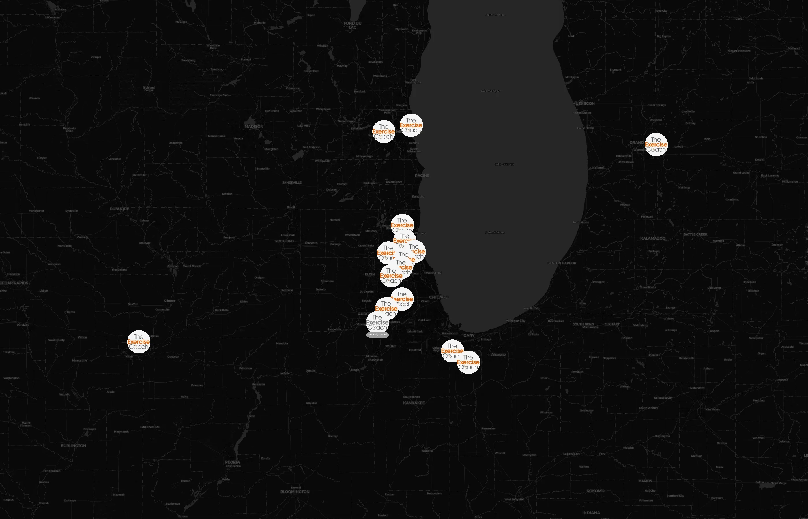 The Exercise Coach city distribution