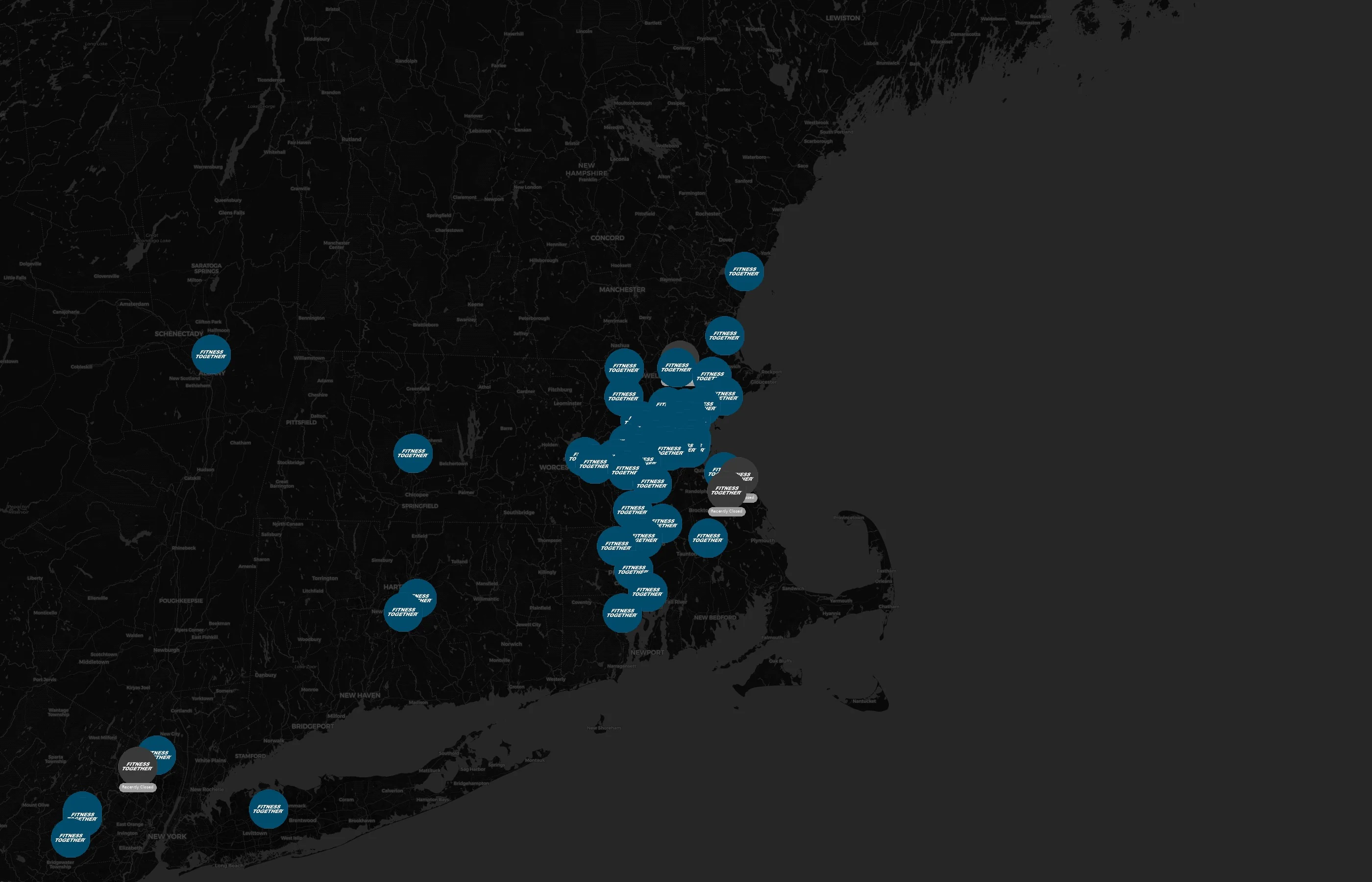Fitness Together city distribution