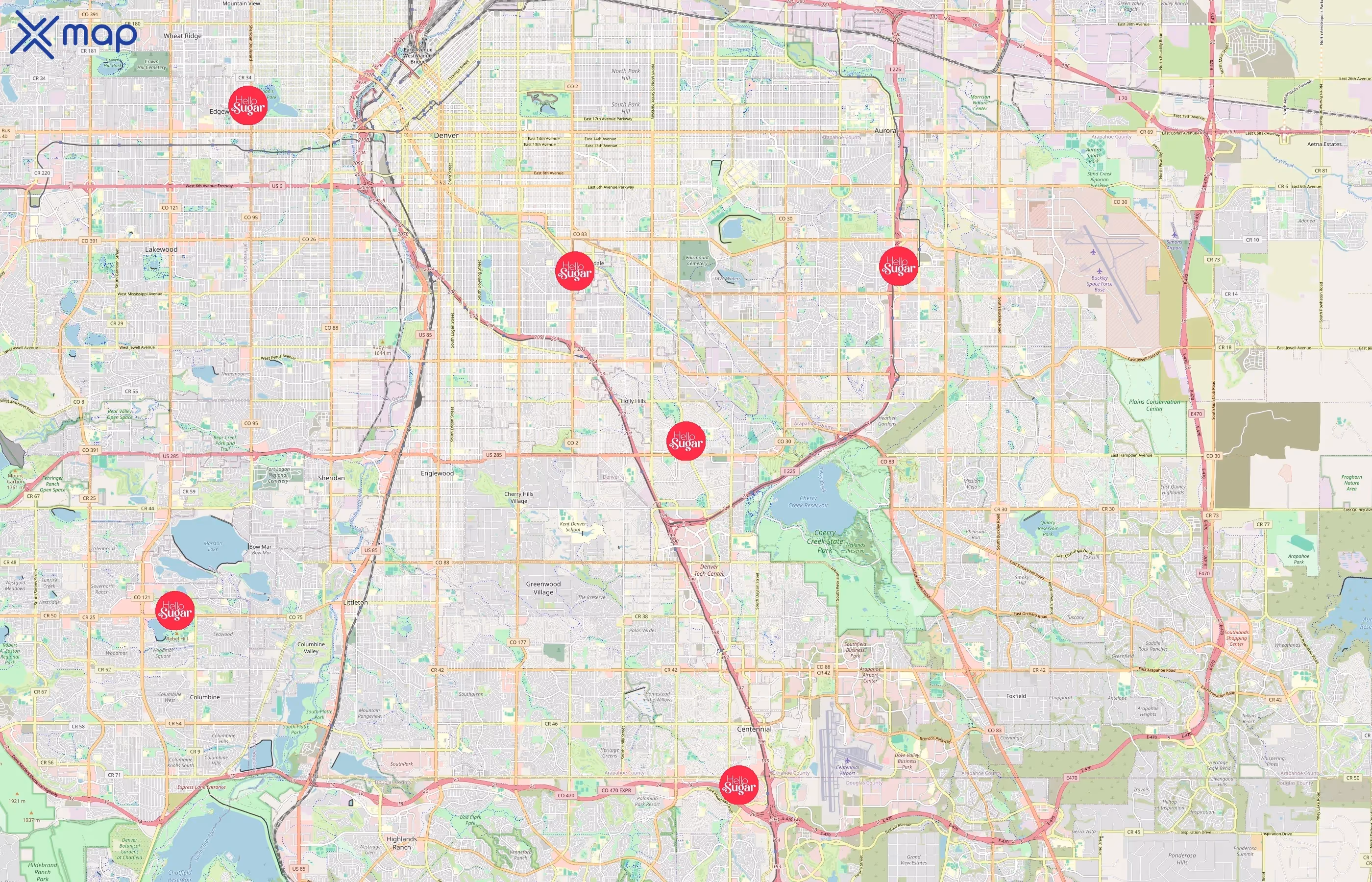 Hello Sugar area coverage