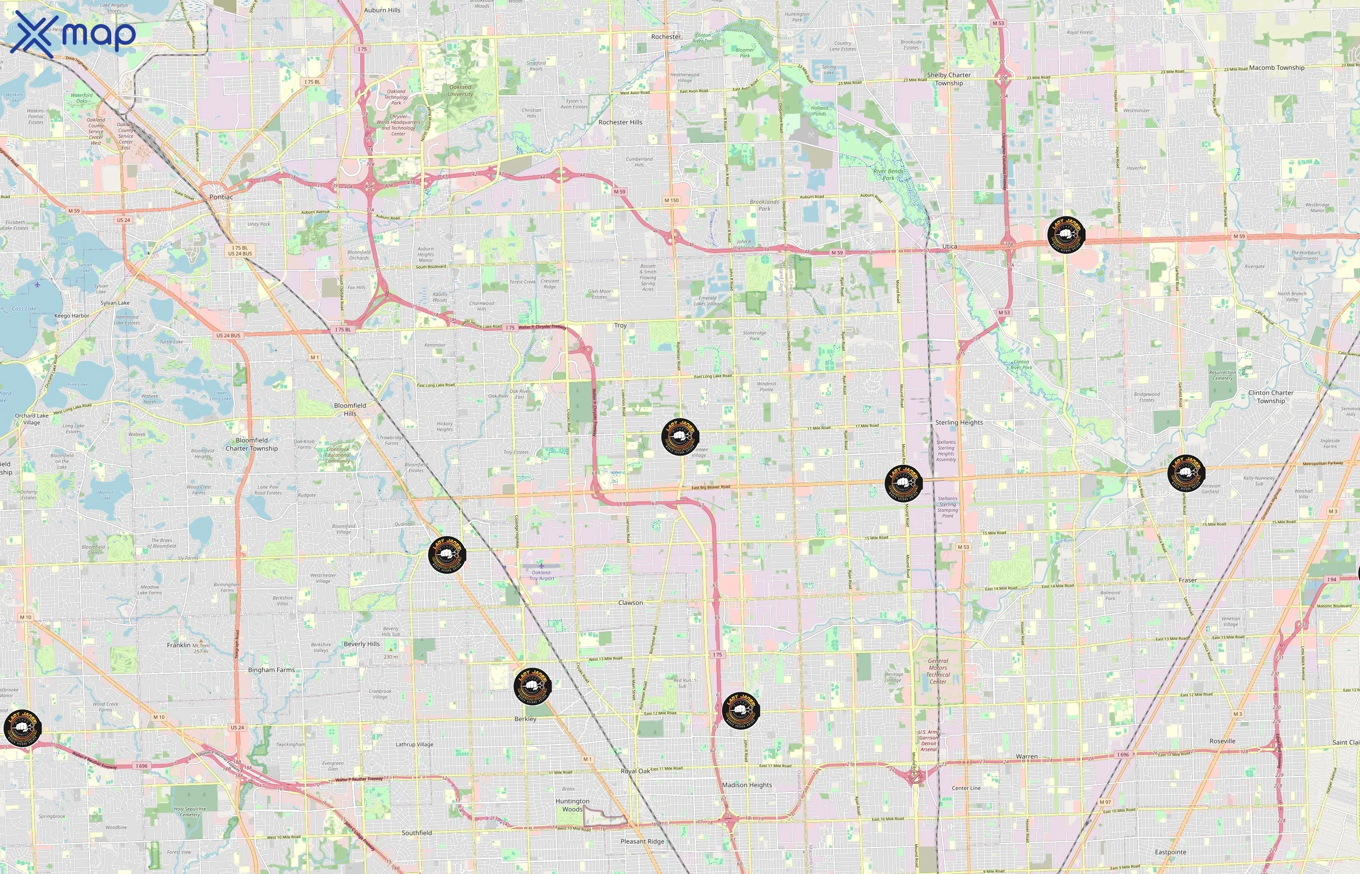 Lady Jane's Haircuts for Men area coverage