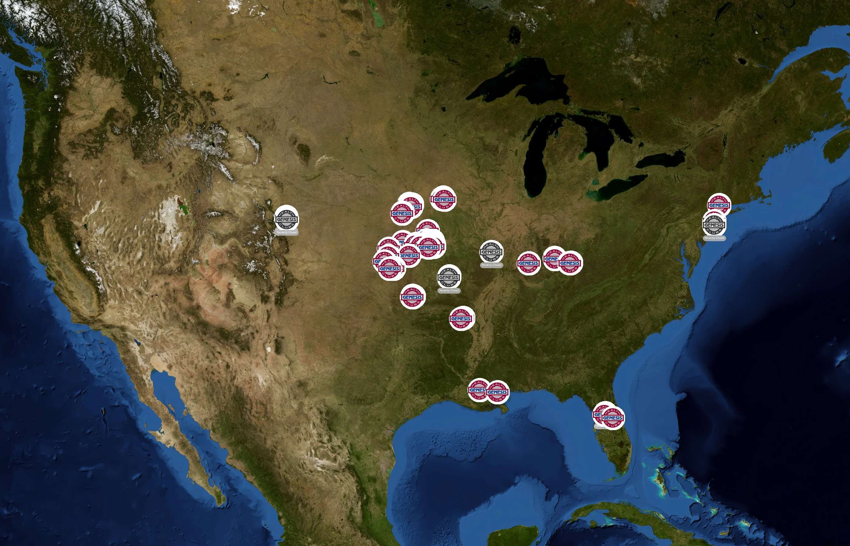 Genesis Health Clubs state distribution