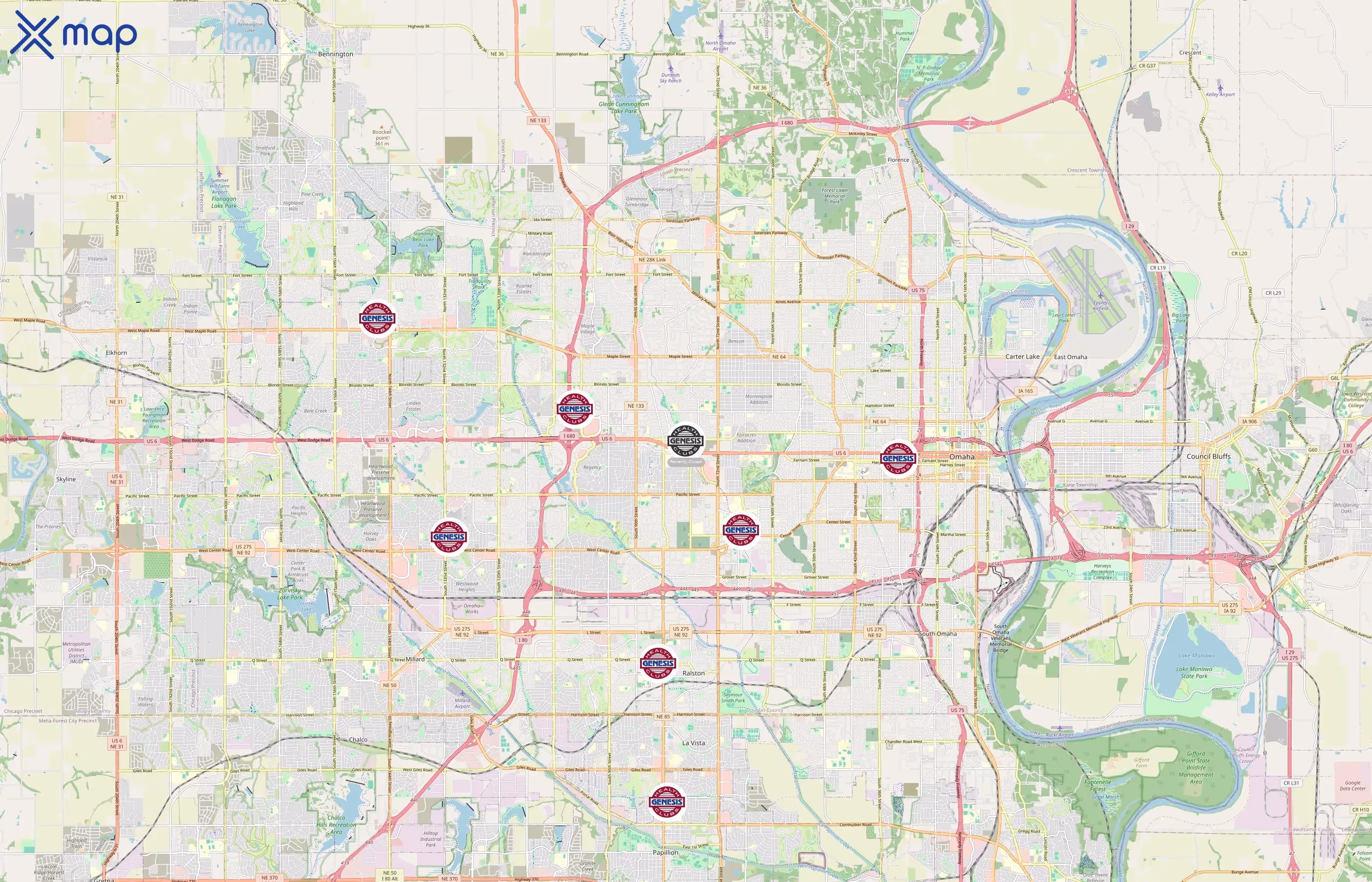 Genesis Health Clubs area coverage