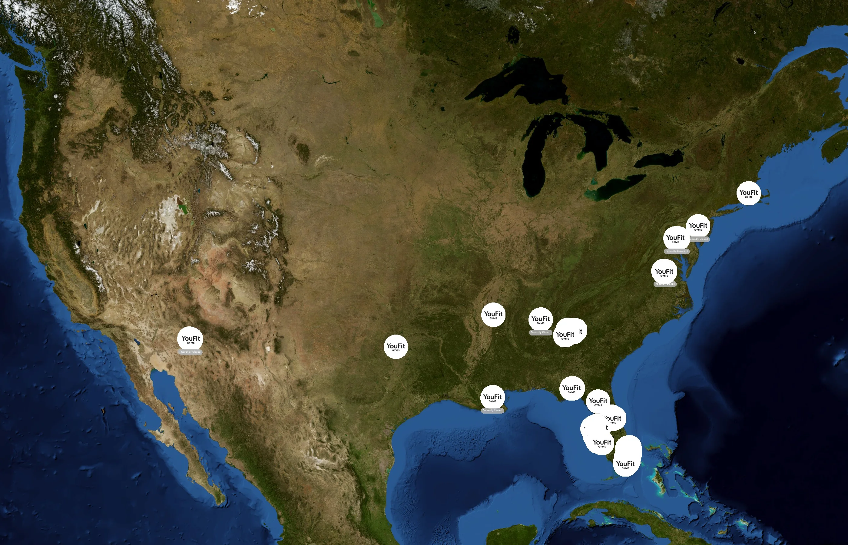 YouFit Gyms state distribution