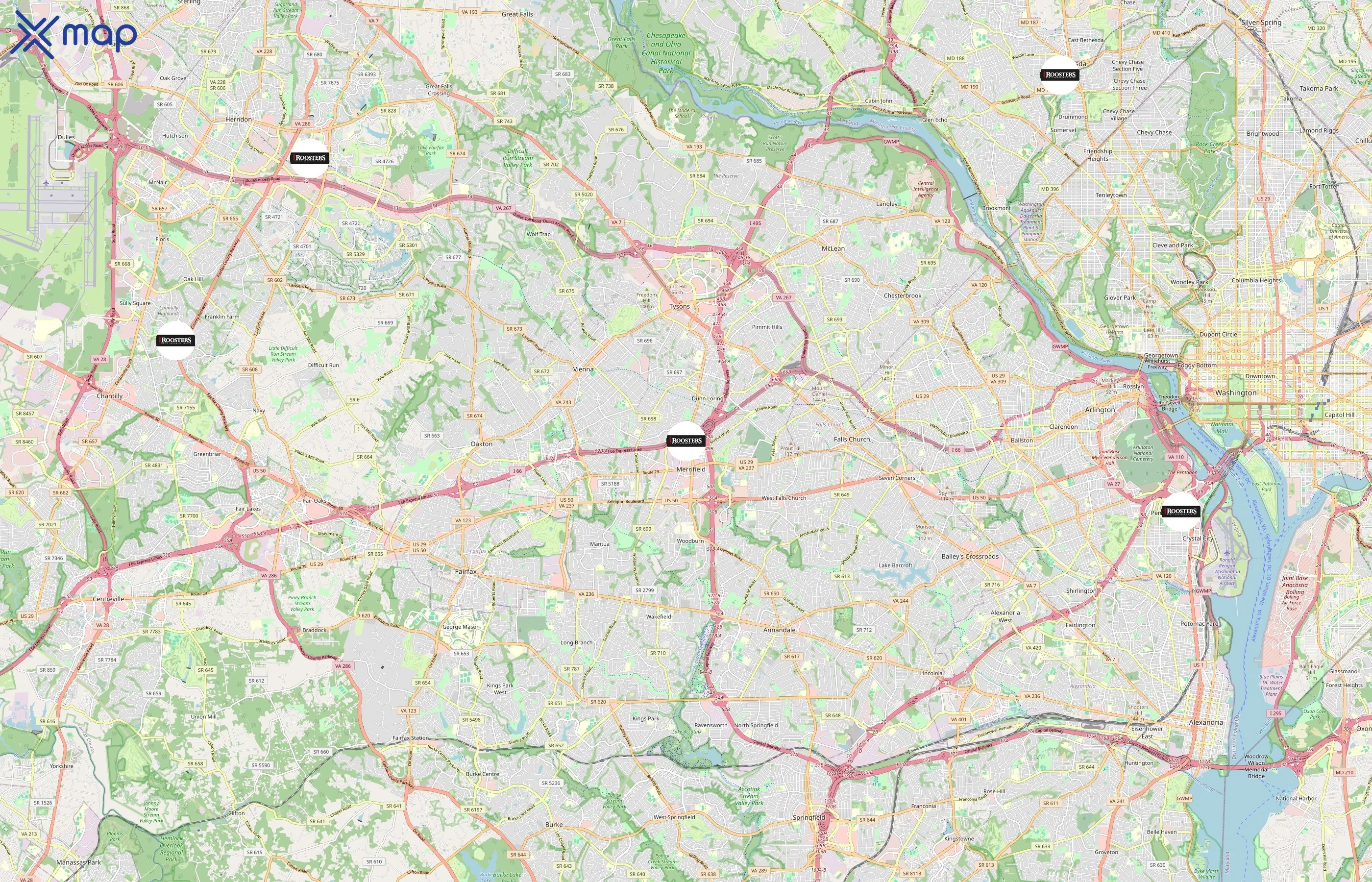 Roosters Men's Grooming Center area coverage