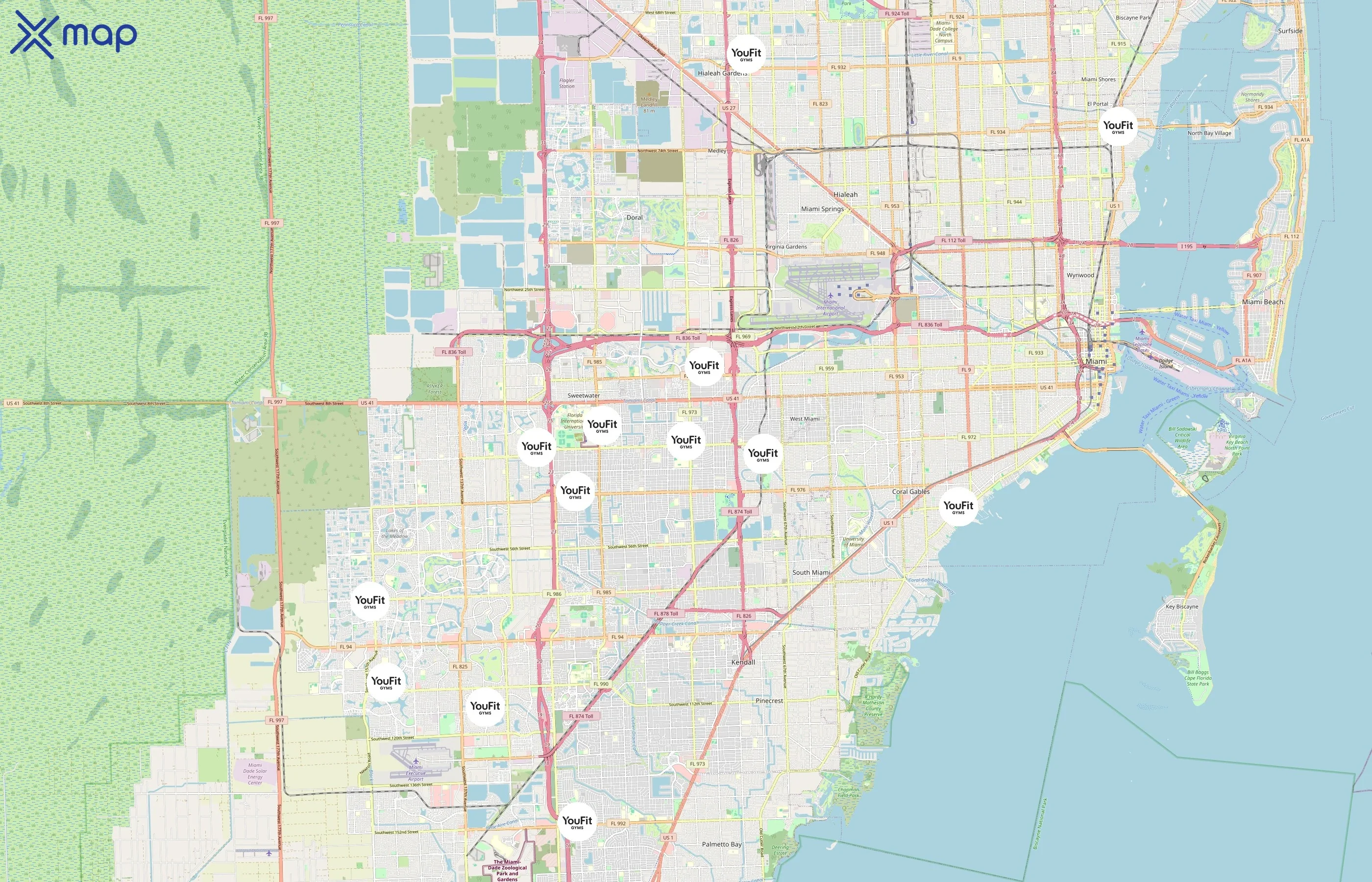 YouFit Gyms area coverage